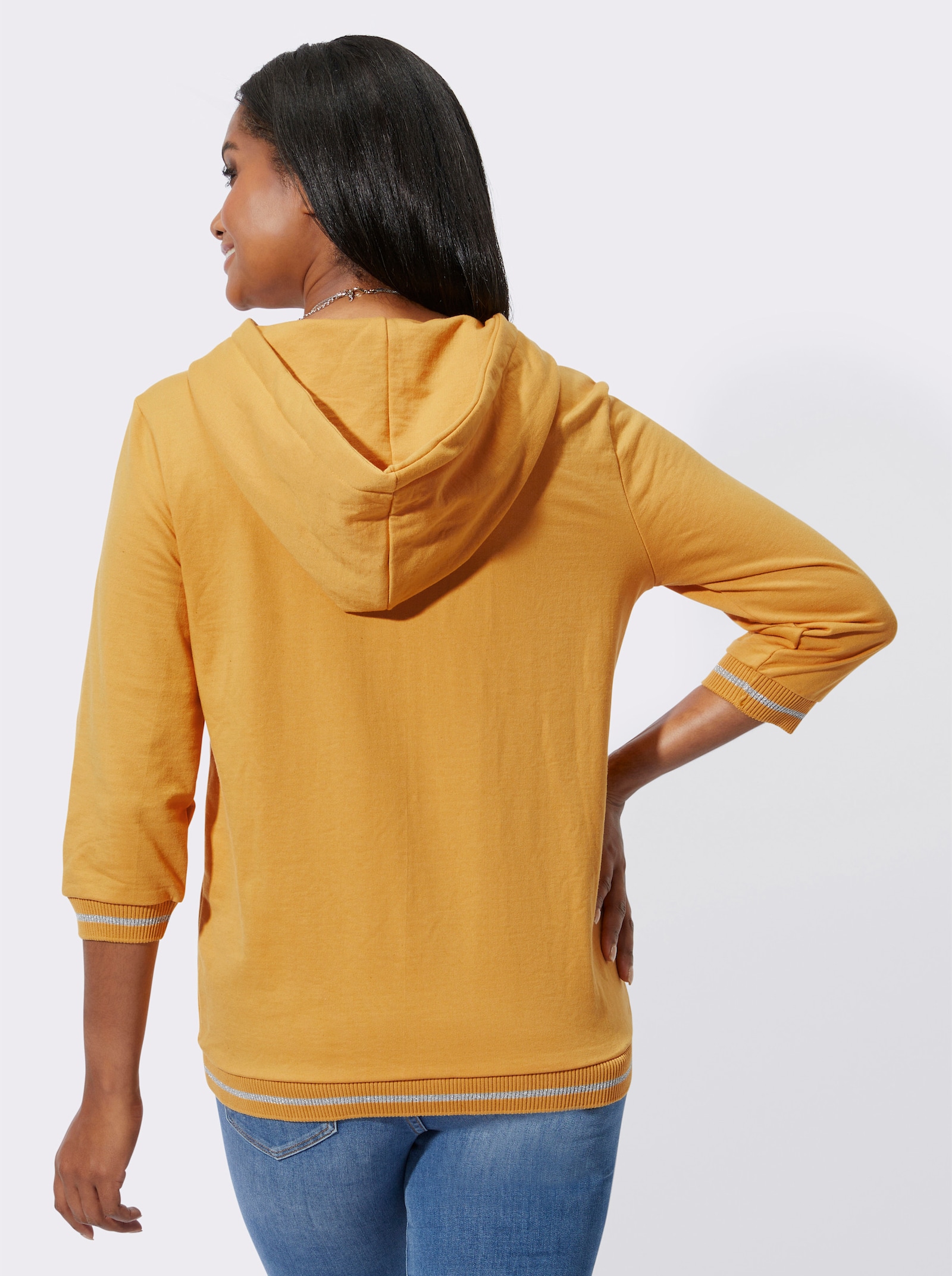 Sweatshirt mit Glanz-Akzenten - ocker