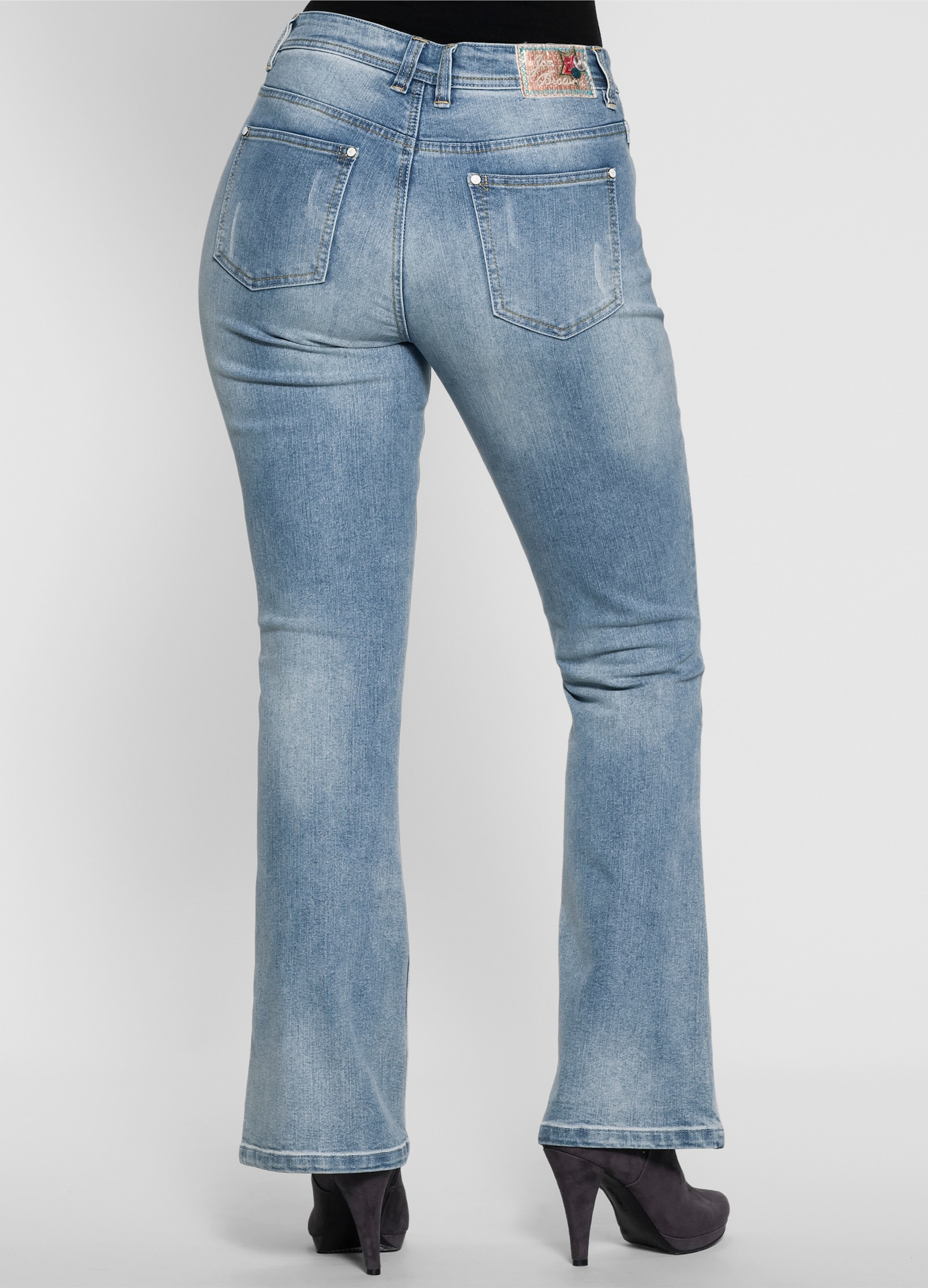 sheego by Joe Browns Bootcut jeans in used-look - light blue-denim