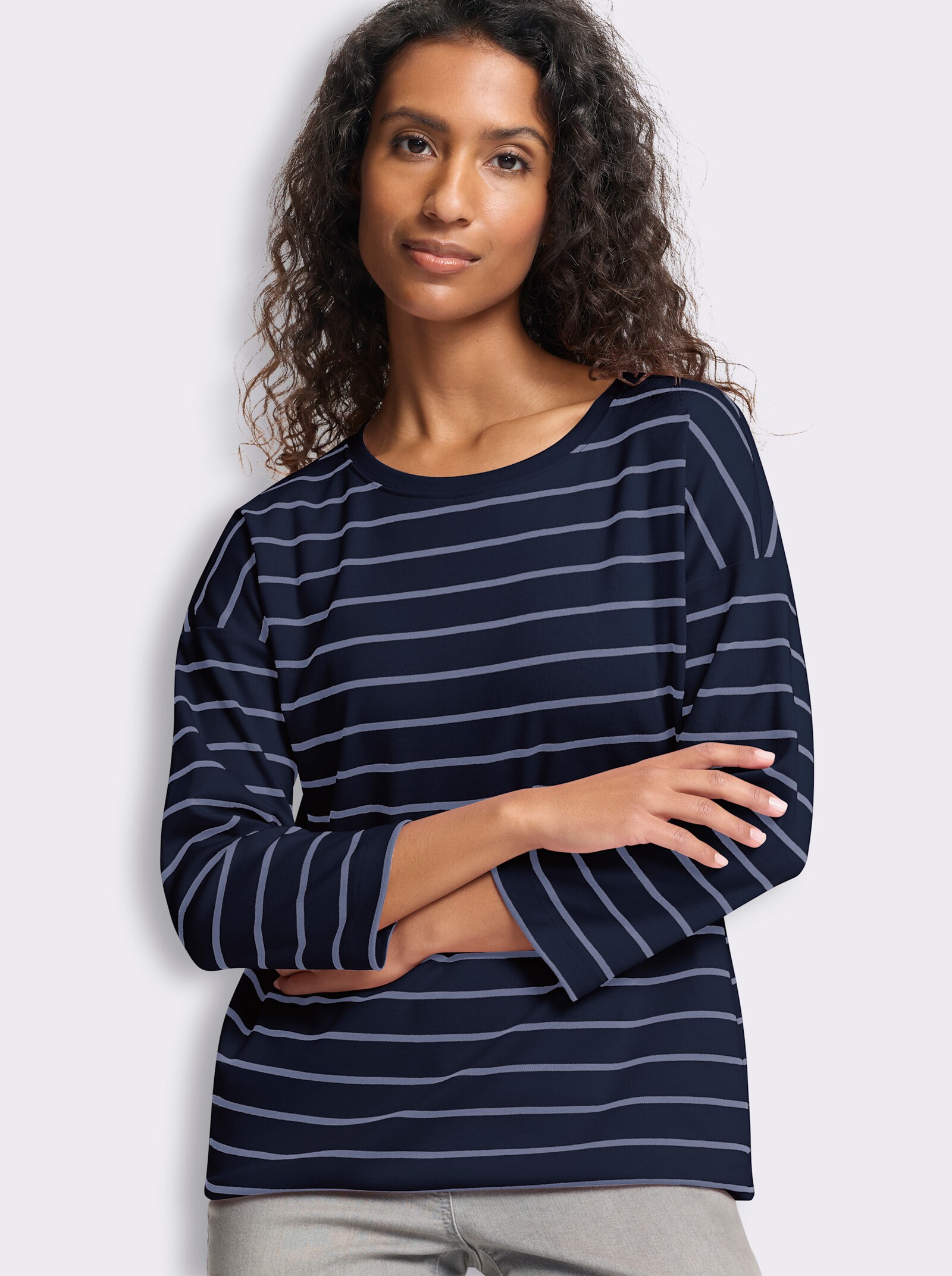 heine Ringelshirt mit 3/4-Arm - marine-taubenblau-geringelt