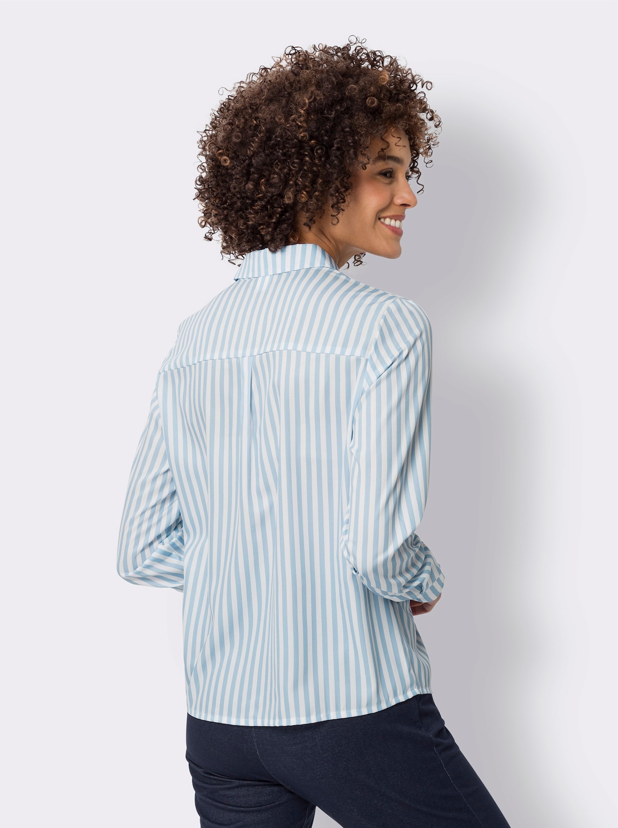 Hemdbluse - eisblau-weiss-gestreift