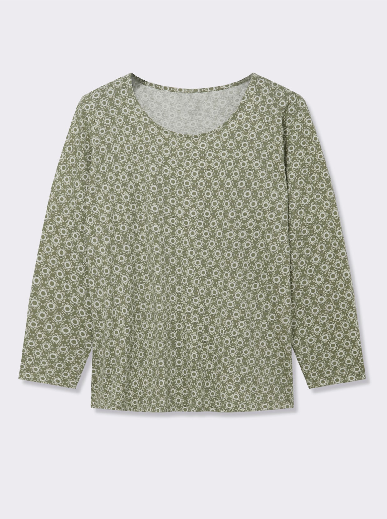 Langarmshirt im Minimal-Dessin - schilf-ecru-bedruckt