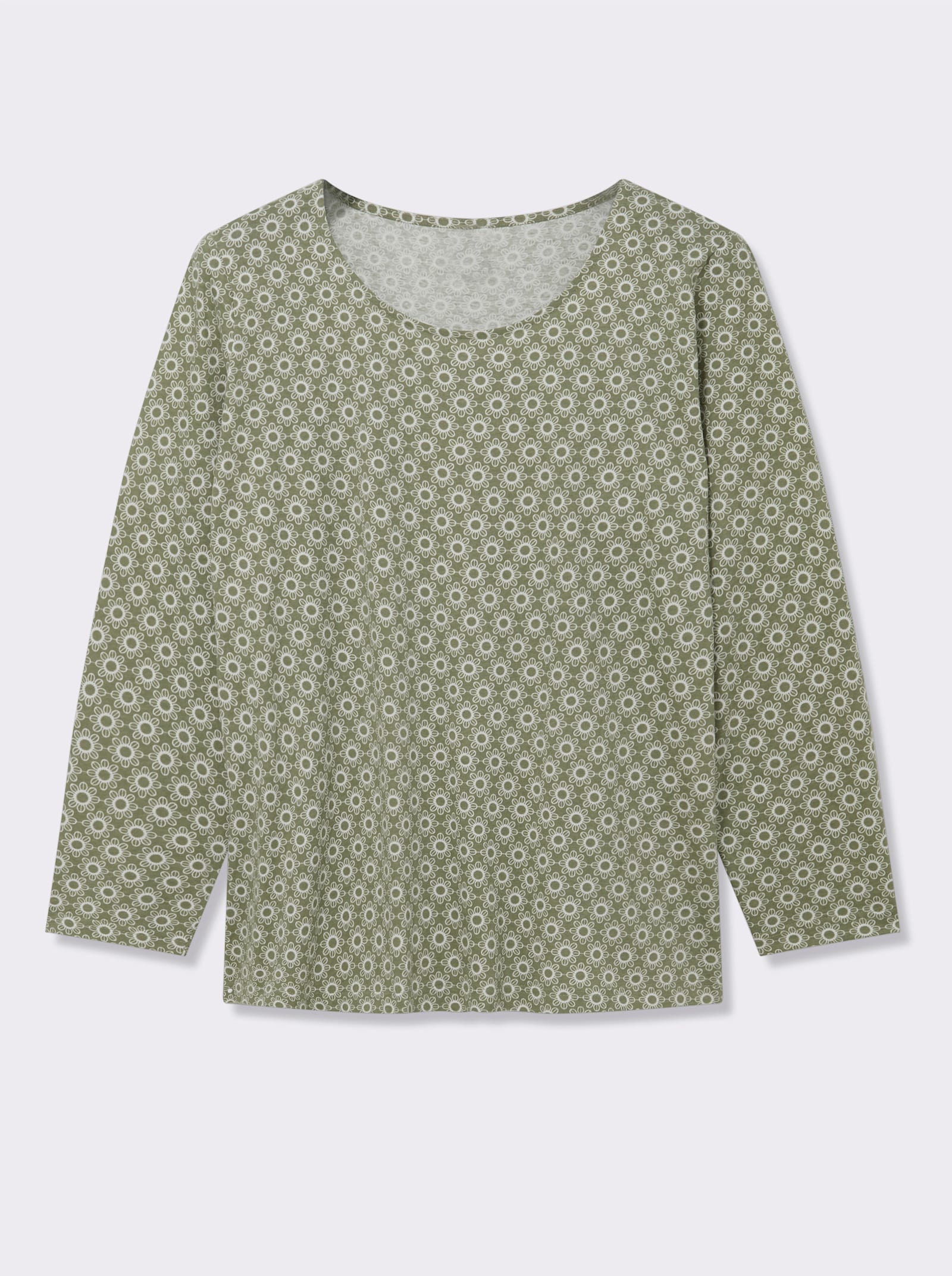 Langarmshirt im Minimal-Dessin - schilf-ecru-bedruckt