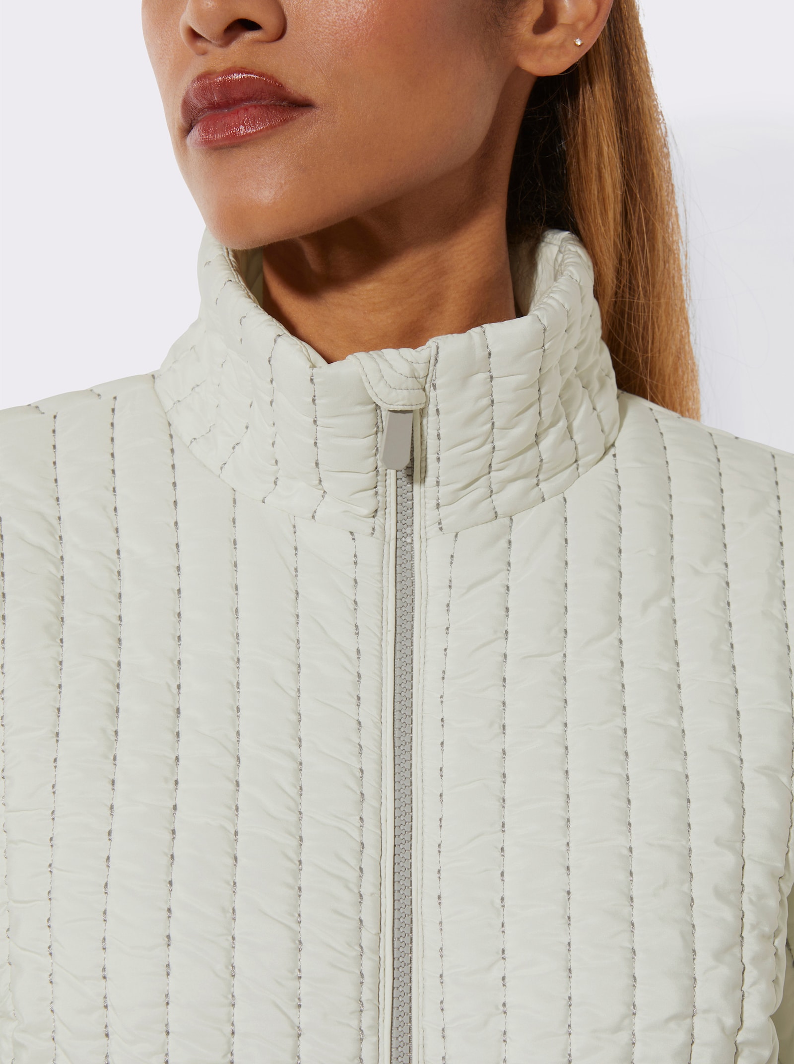 Veste avec patte de protection pour la glissière - écru-gris pierre