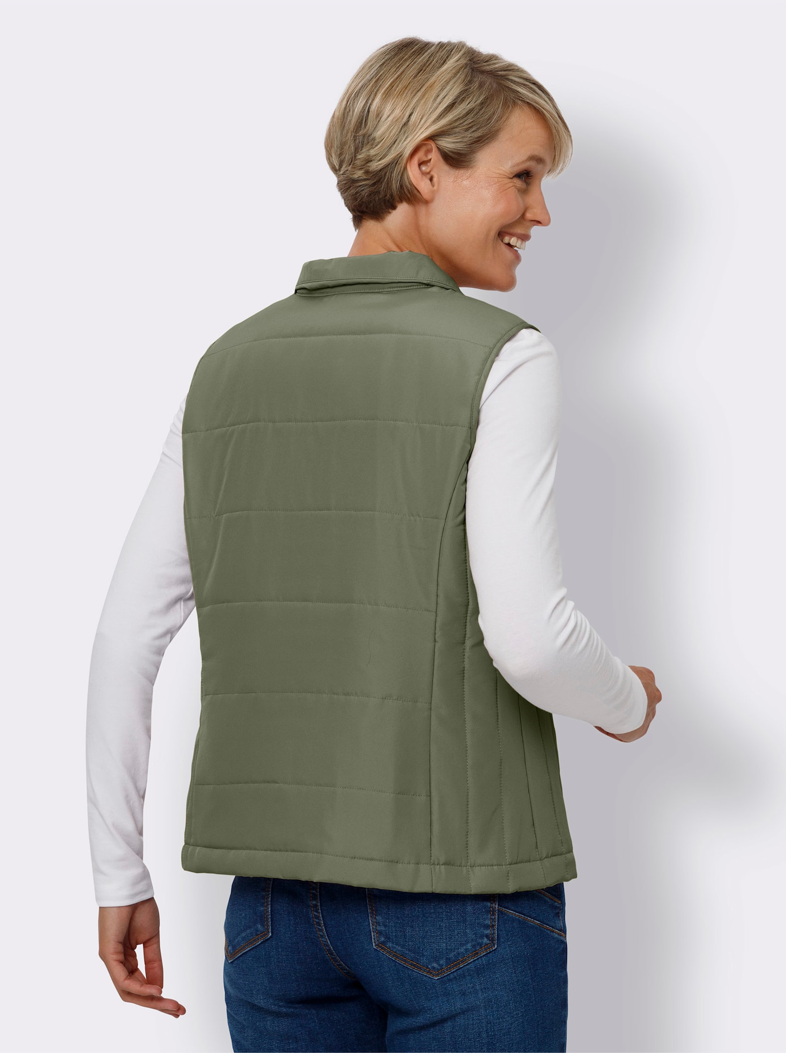 Preš. vesta, všité vrecká - kaki