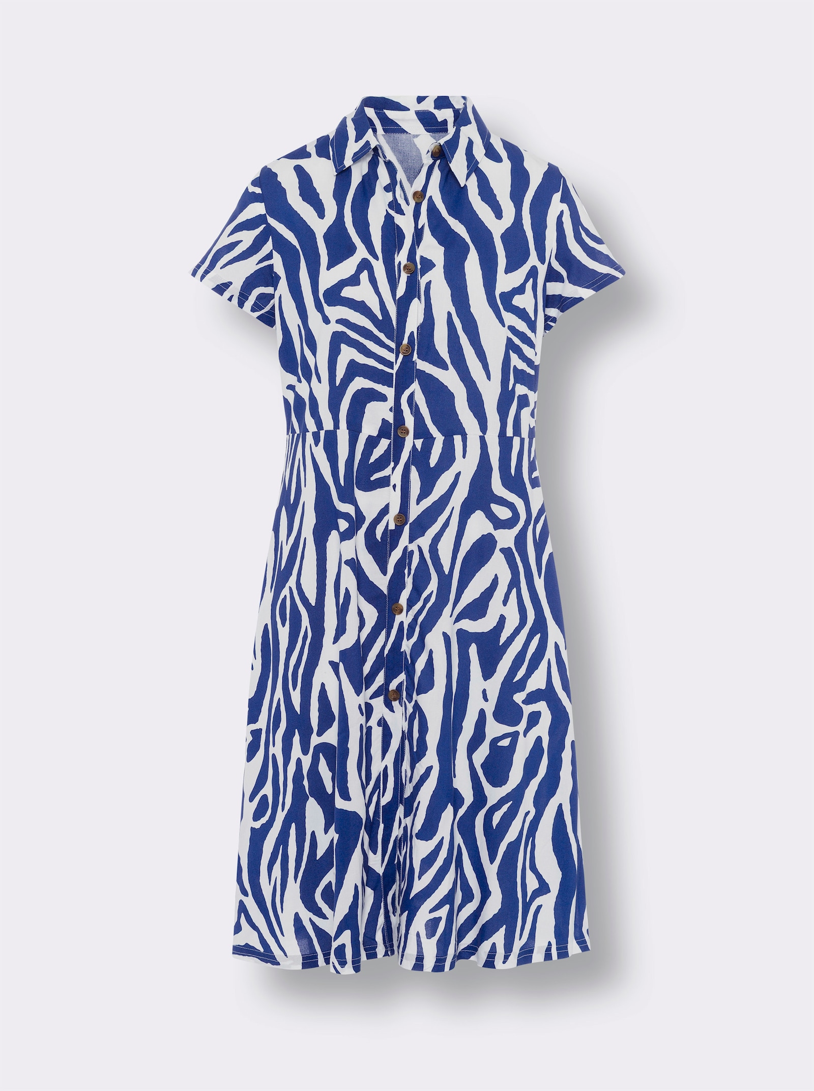 Sommerkleid im Animal-Dessin - royalblau-weiß-bedruckt