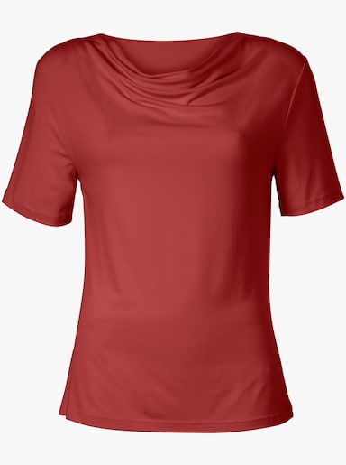 T-shirt à col bénitier avec manches courtes - cannelle