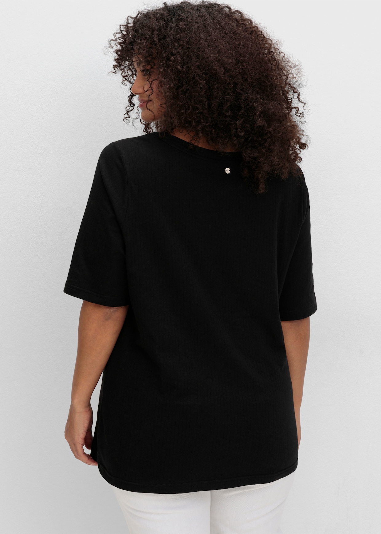 sheego Rippshirt - schwarz