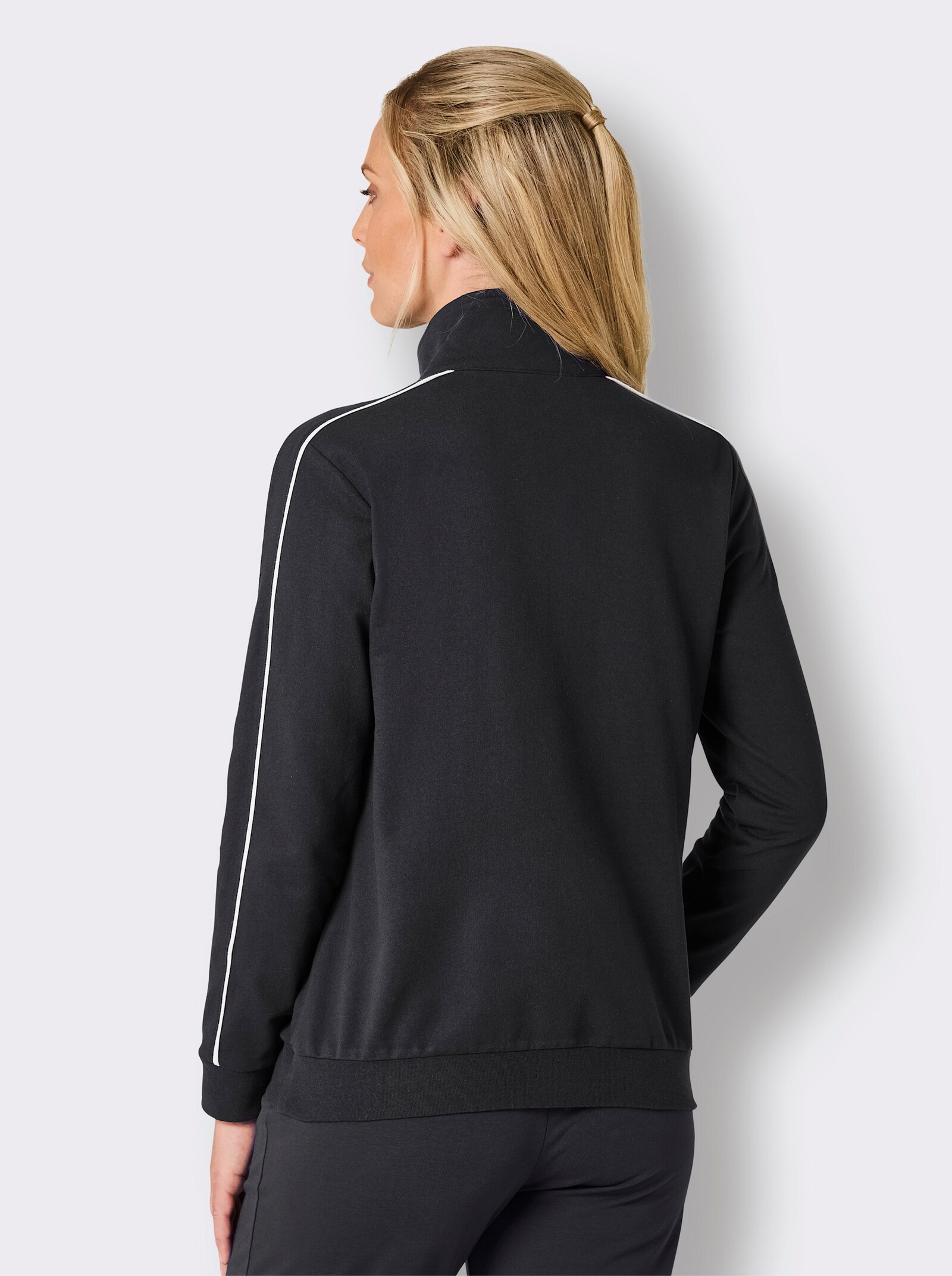feel good Langarmshirt mit Zipper - schwarz-weiß