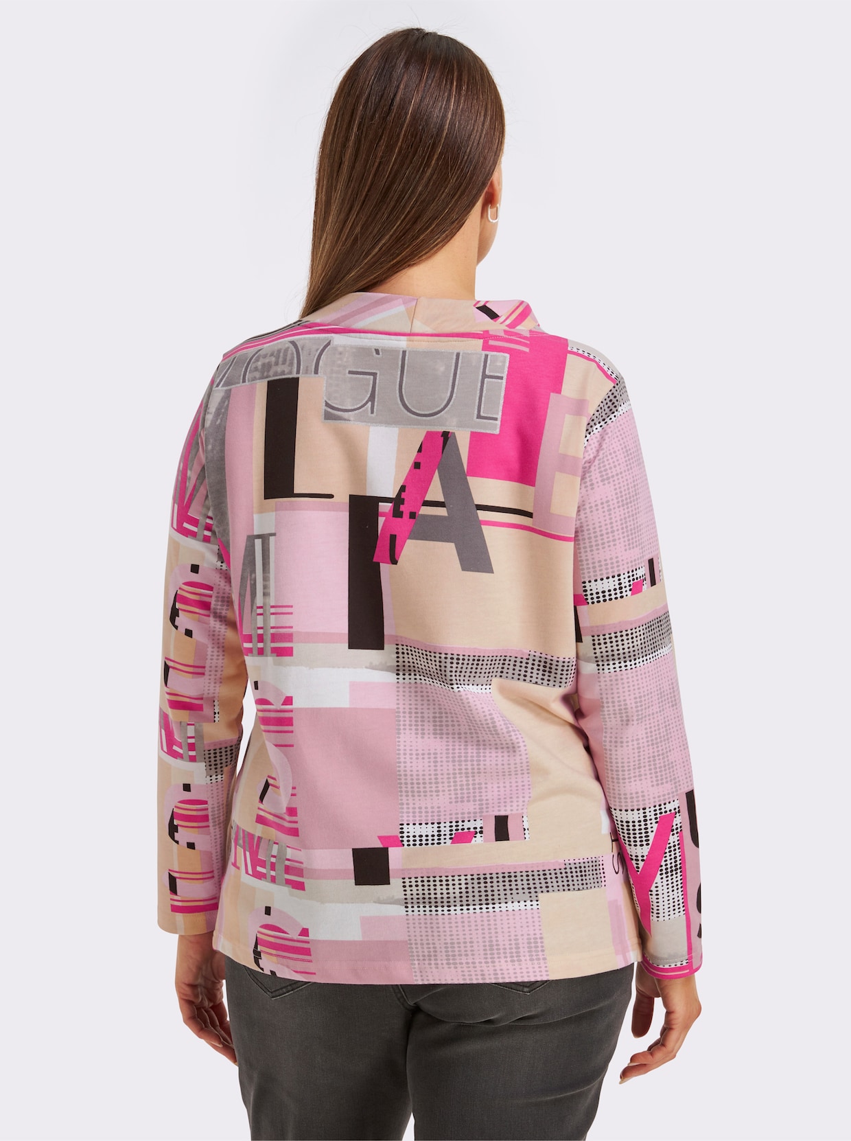 Sweatshirt mit Buchstaben-Print - fuchsia-ecru