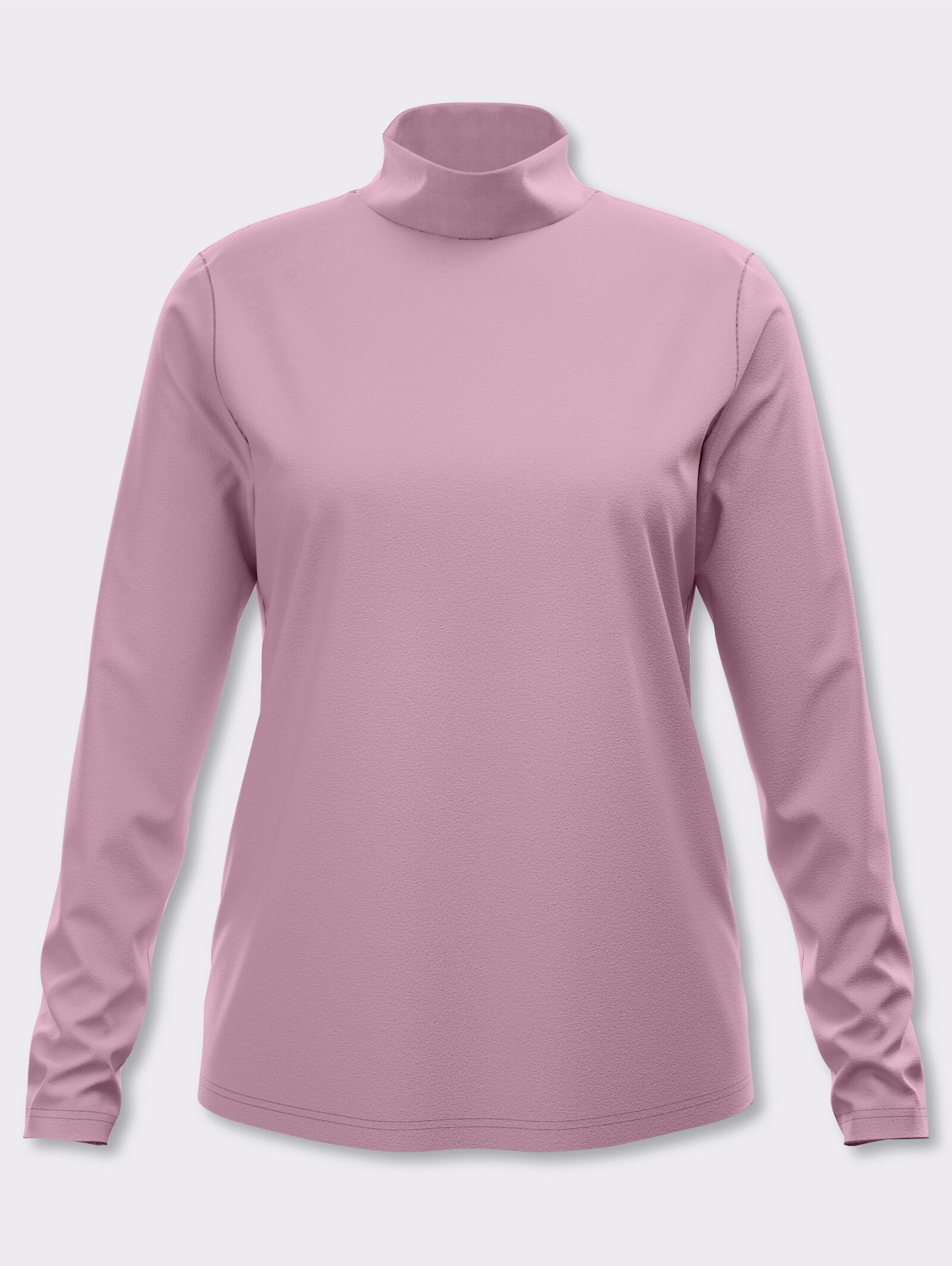Stehkragenshirt aus reiner Baumwolle - rosé