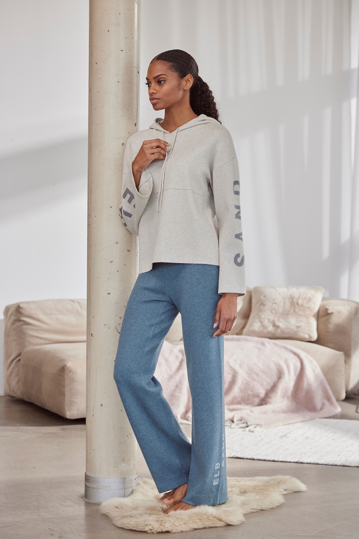 Elbsand Pantalon en tricot - bleu pétrole