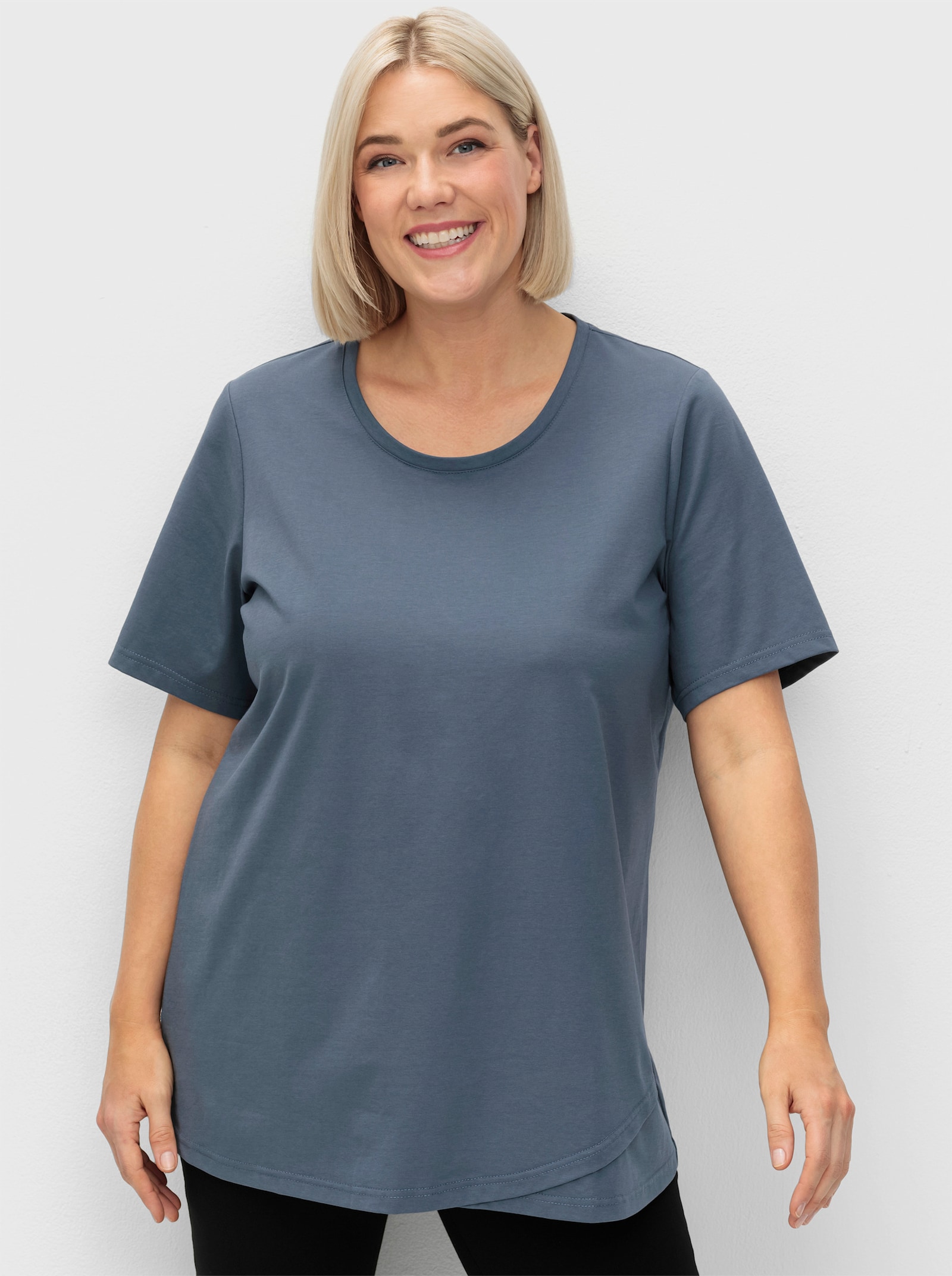 sheego Yogashirt in Longform - rauchgrau