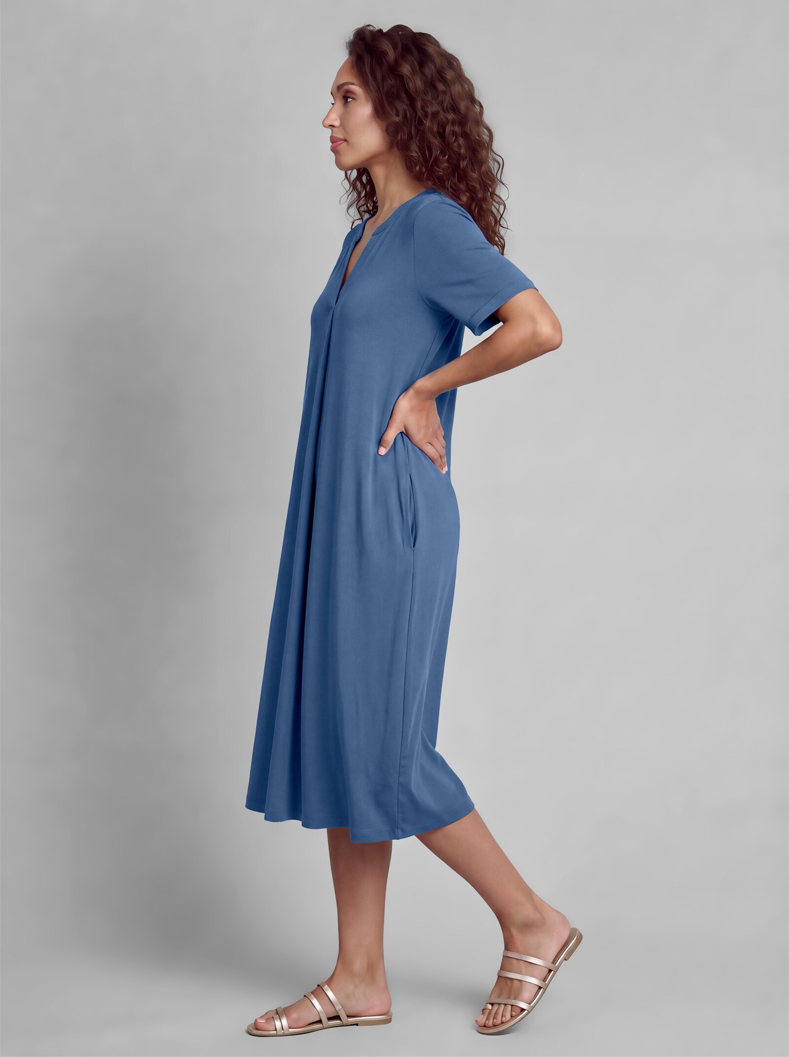 heine Shirtkleid mit Falte - jeansblau