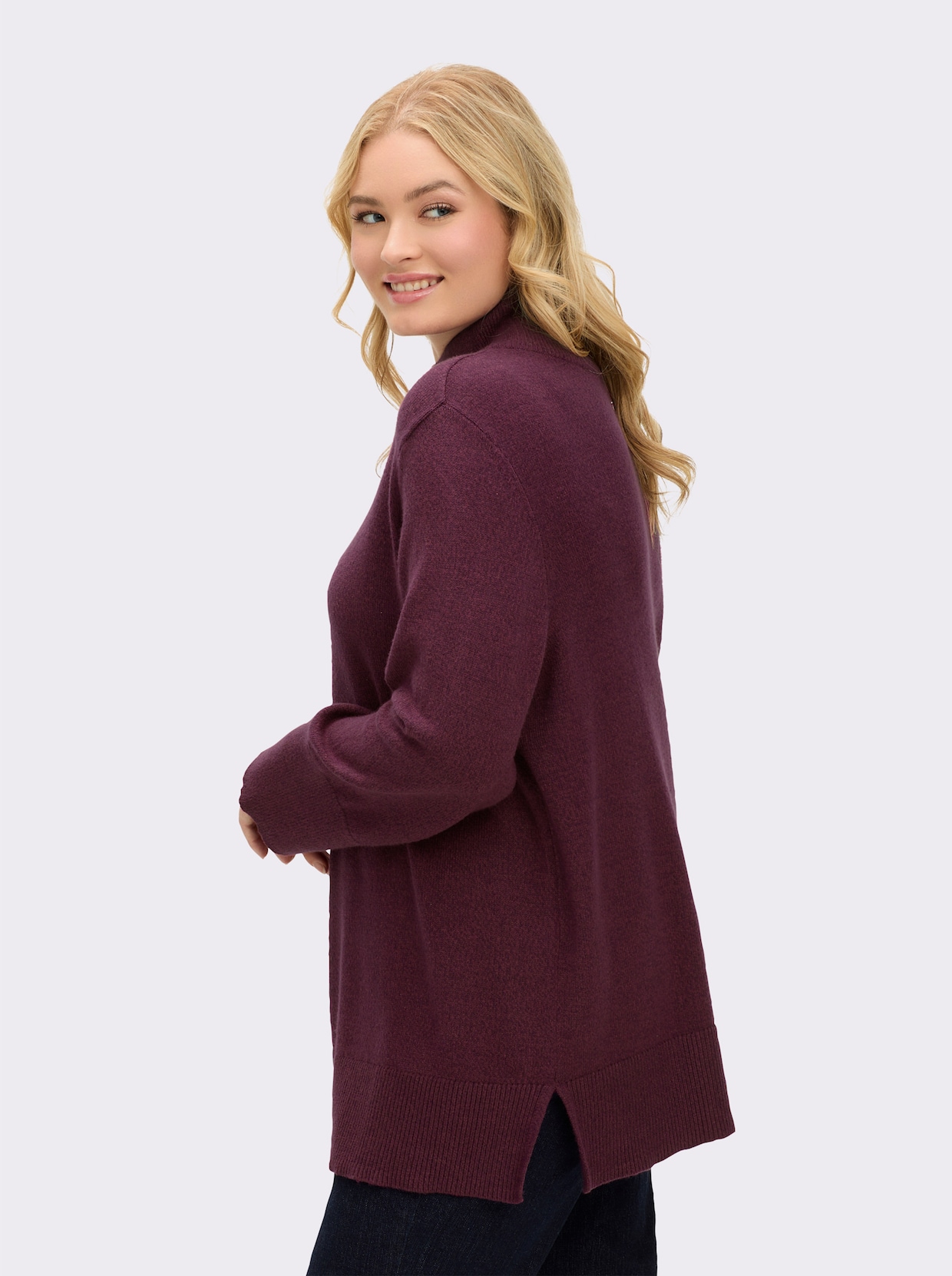 sheego Pullover - bordeaux-burgund-meliert