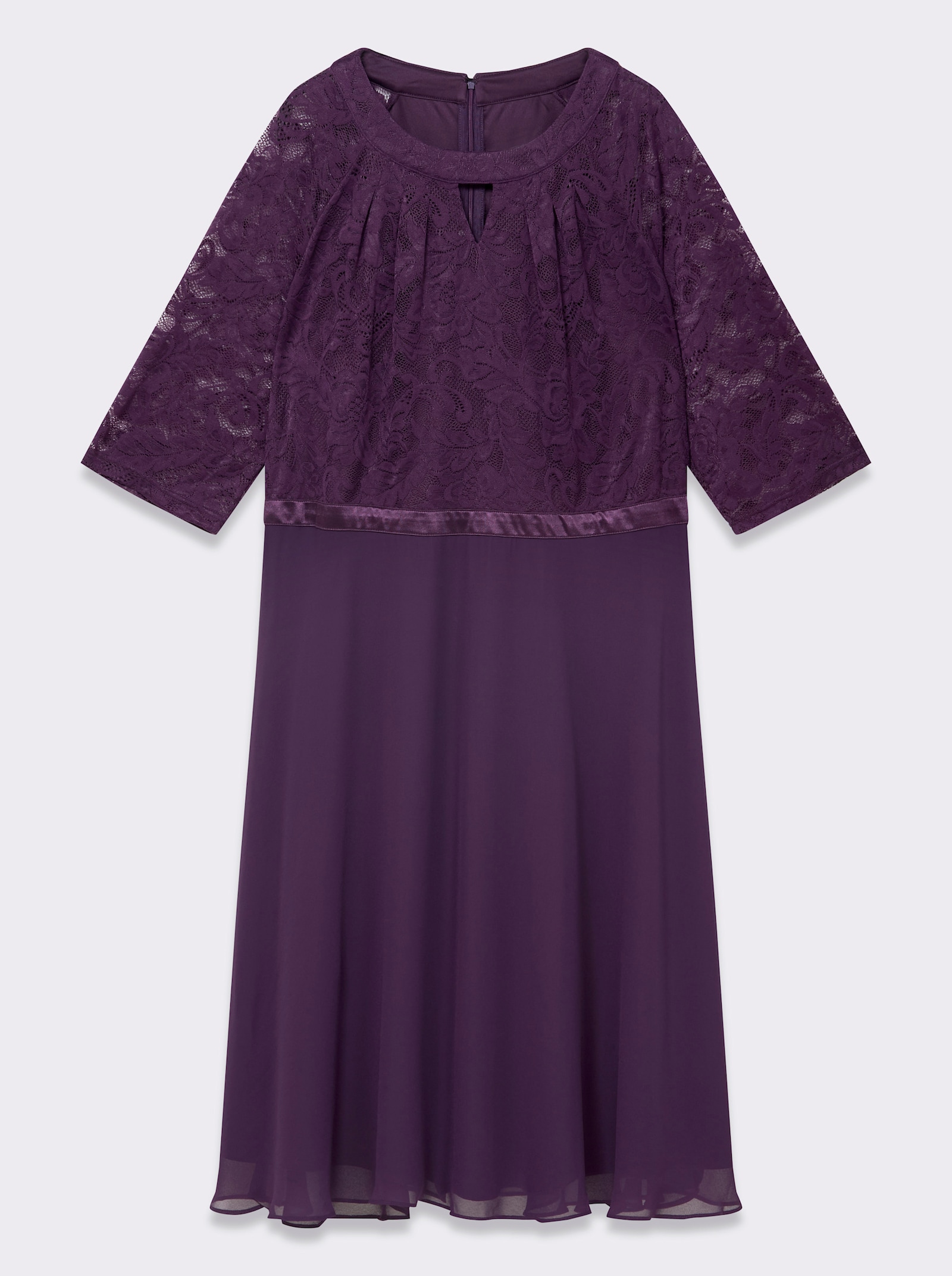 Spitzenkleid mit weitem Rockteil - traube