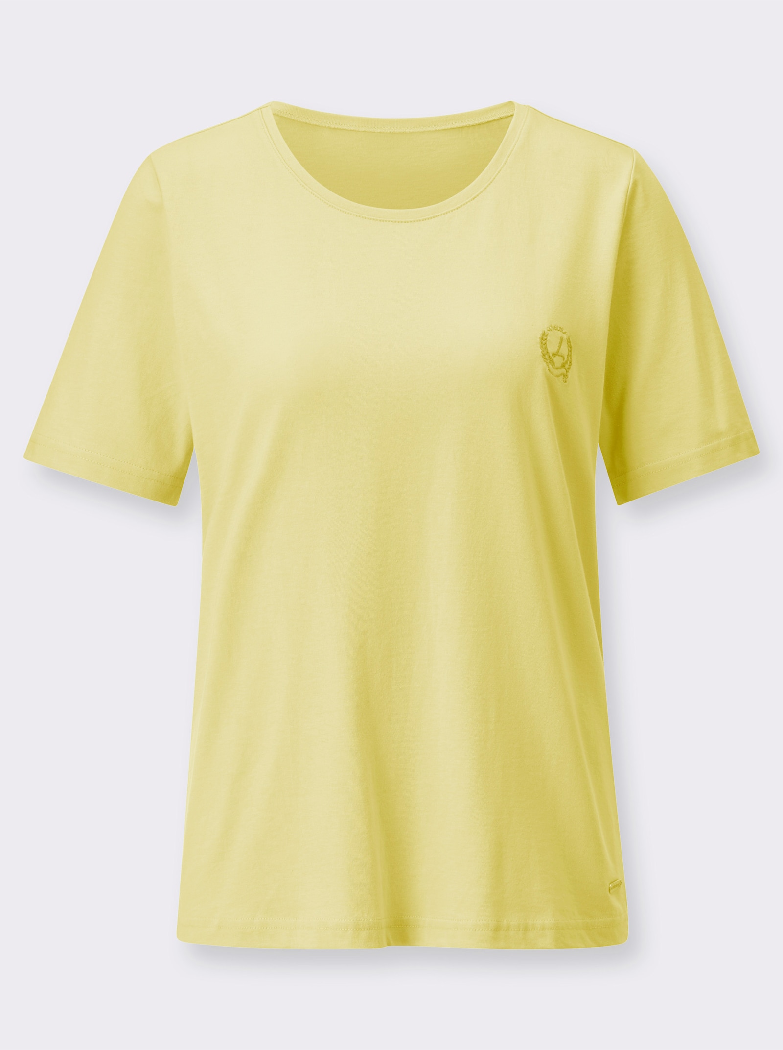 Kurzarmshirt aus reiner Baumwolle - zitrone