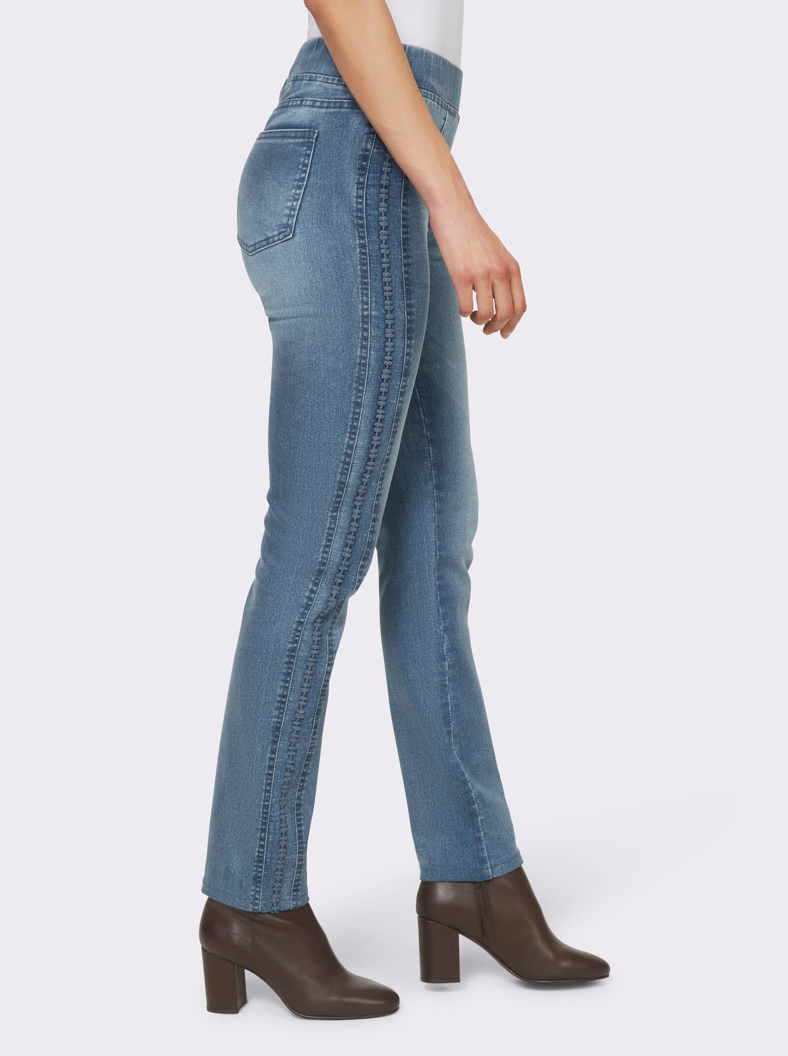 heine Jeans mit Zierstreifen, seitlich - blue-bleached