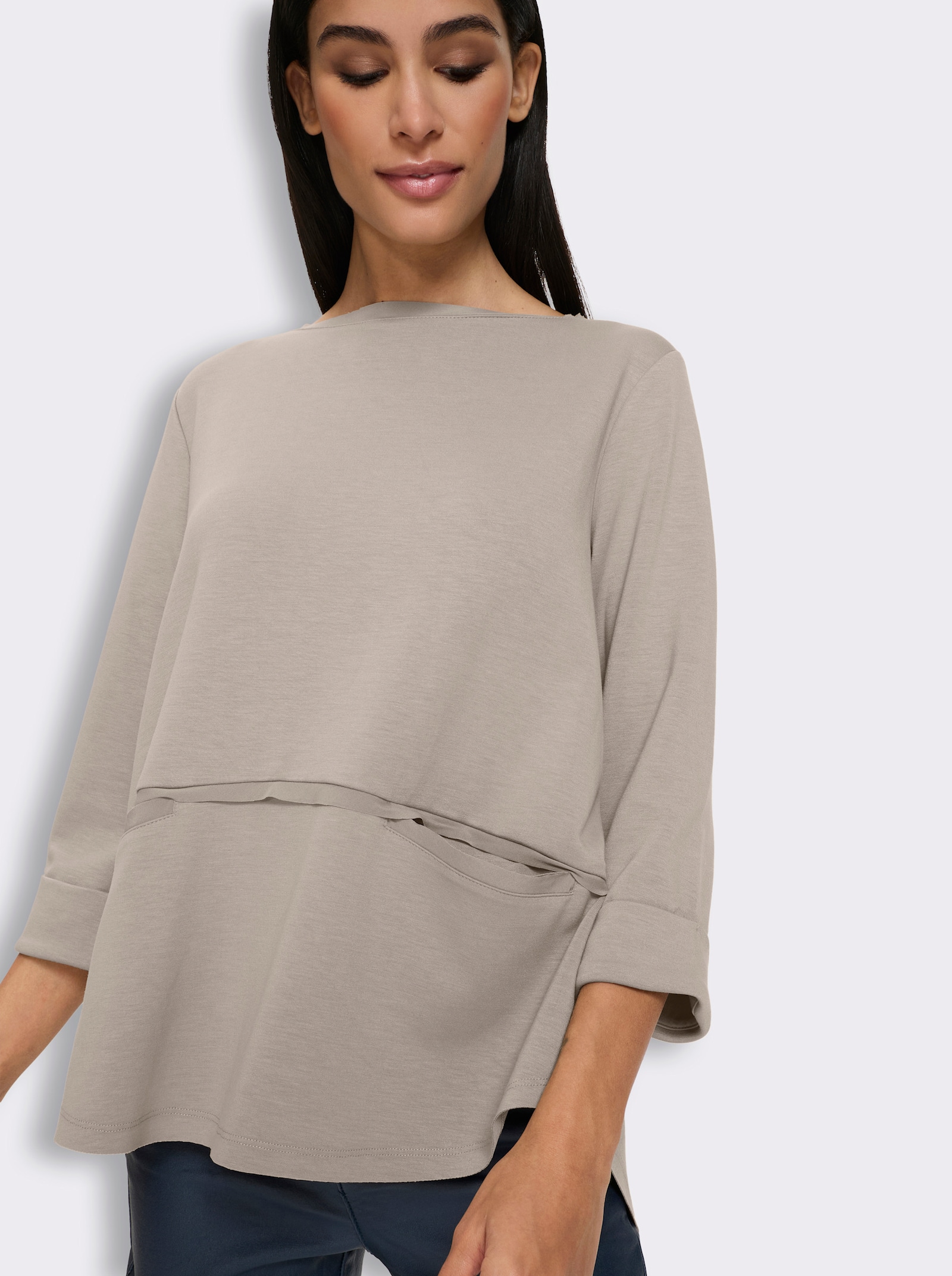 heine Sweatshirt mit offenen Kanten - sesam