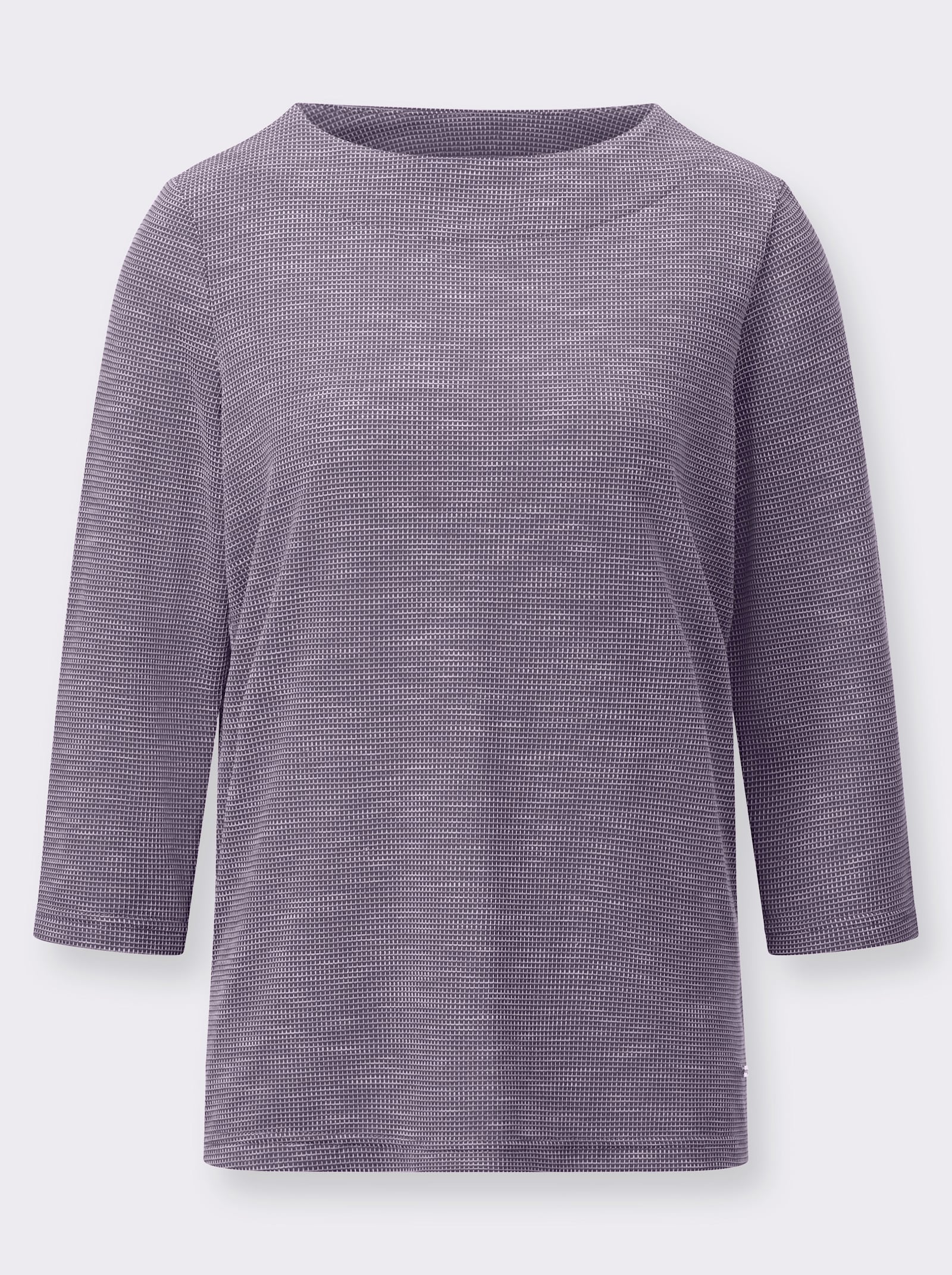 Shirt met 3/4-mouwen en boothals - vijg/ecru gedessineerd