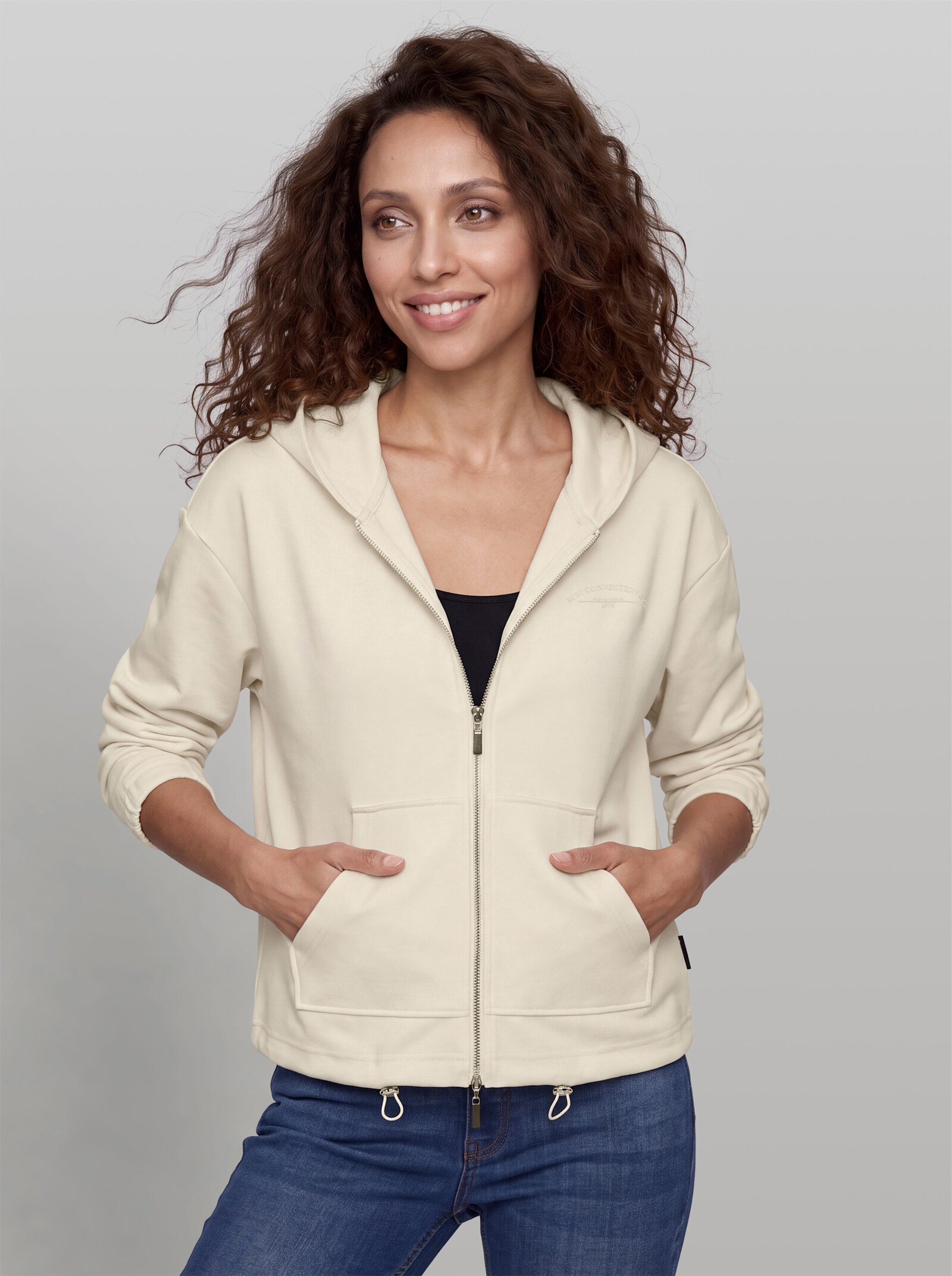 heine Sweatjacke mit Kapuze - champagner