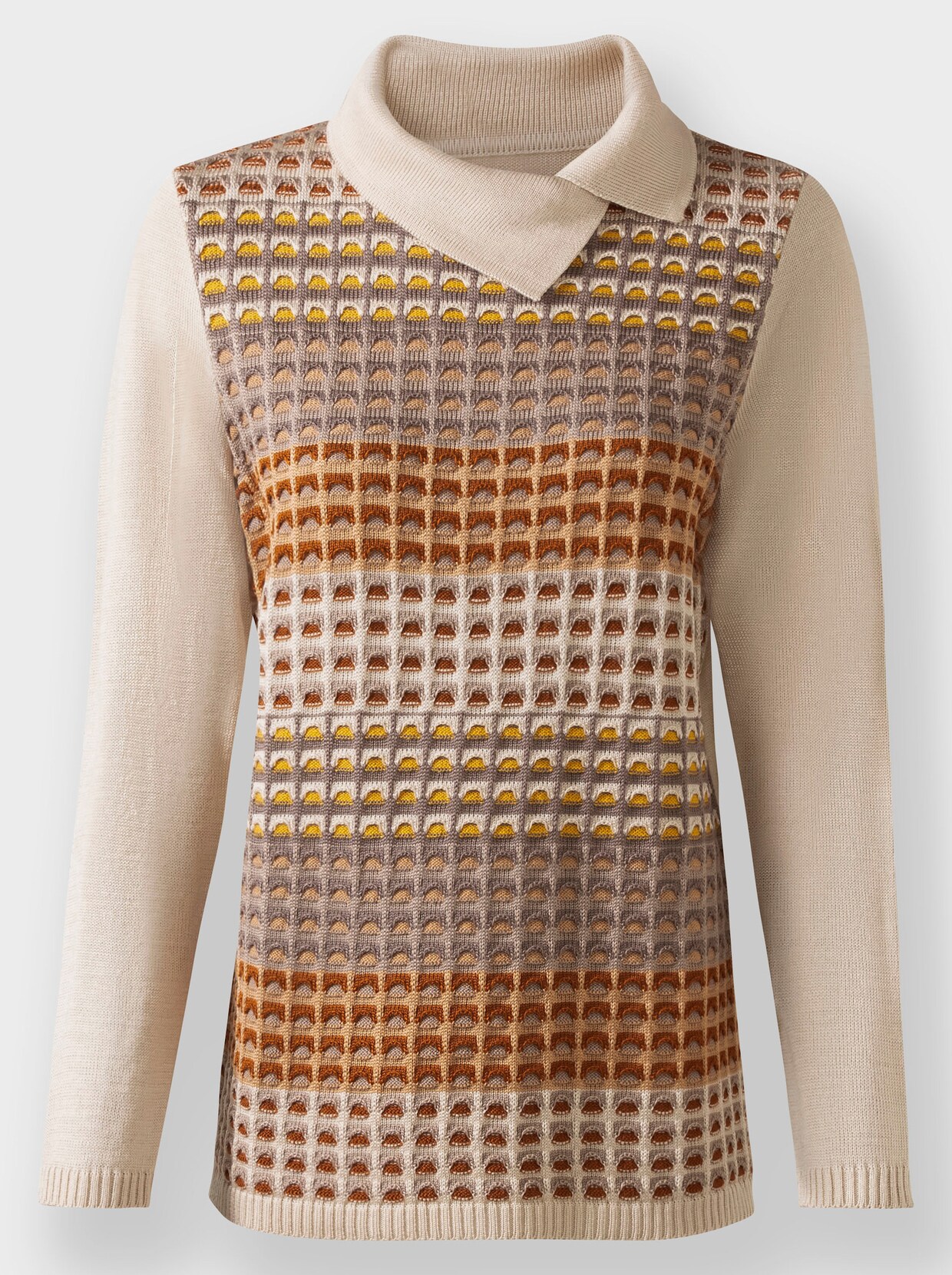 Pullover - zand/taupe gedessineerd