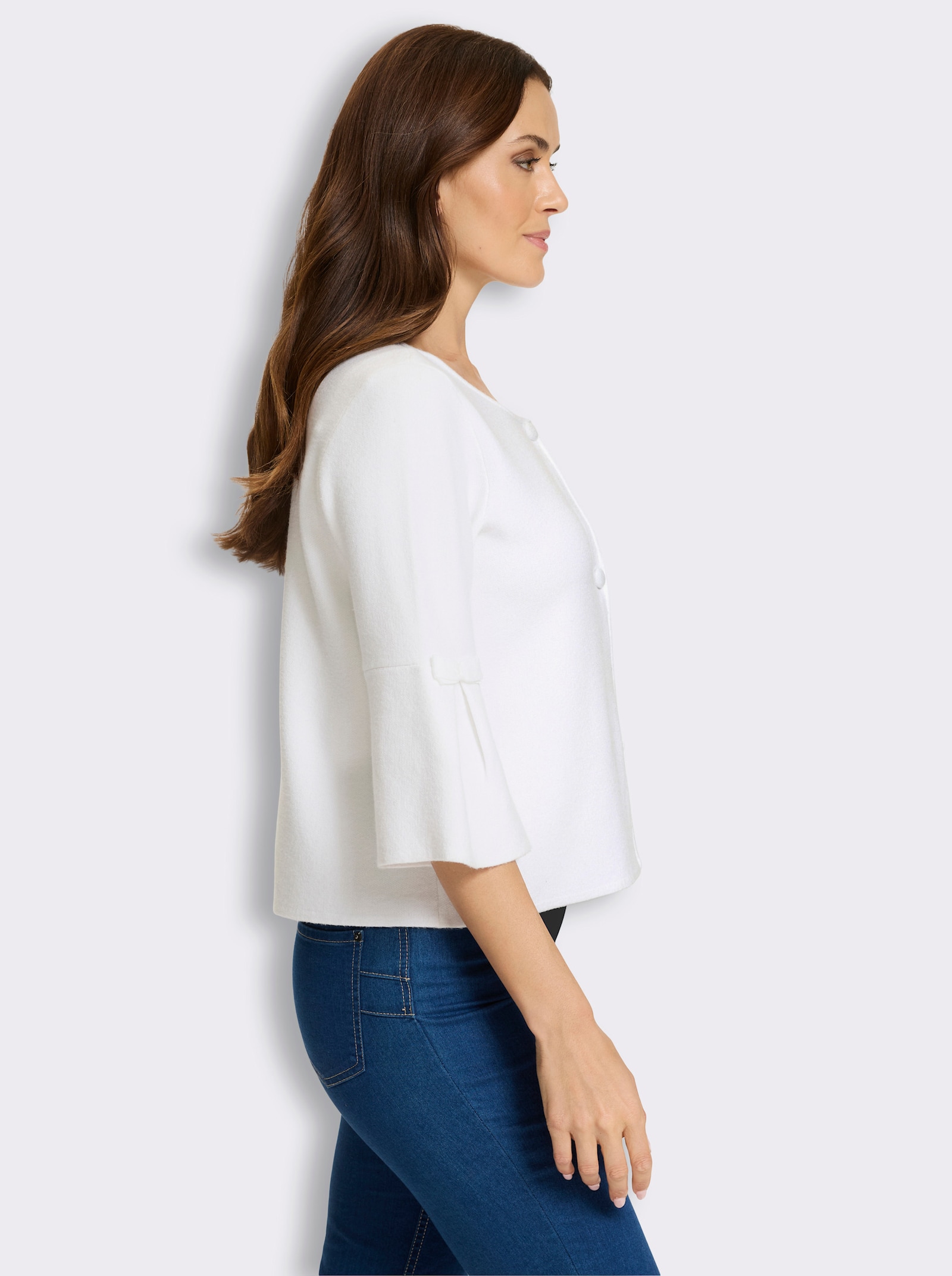 heine Strickjacke mit Trompeten-Ärmeln - ecru