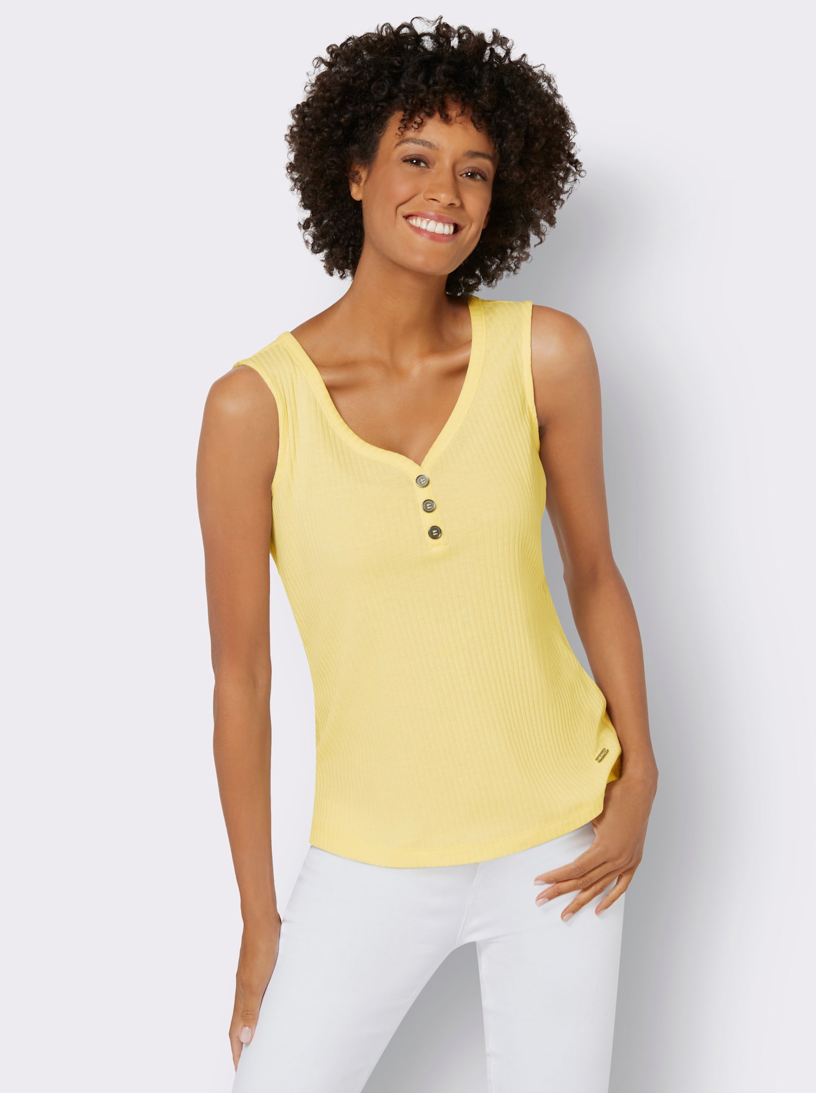 Shirttop in Ripp-Qualität - zitrone