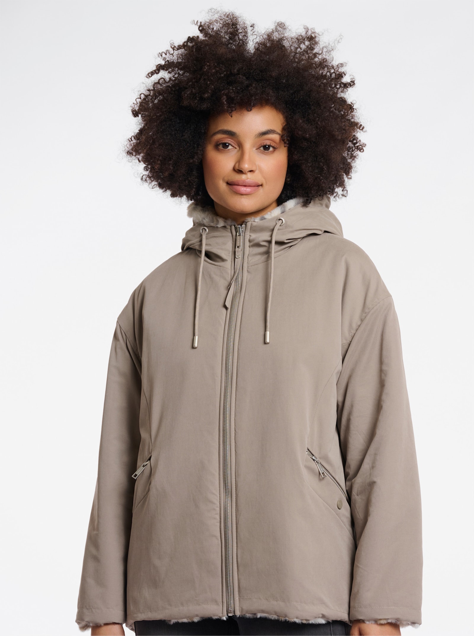 Rino & Pelle Wendejacke mit Fell-Imitat - beige