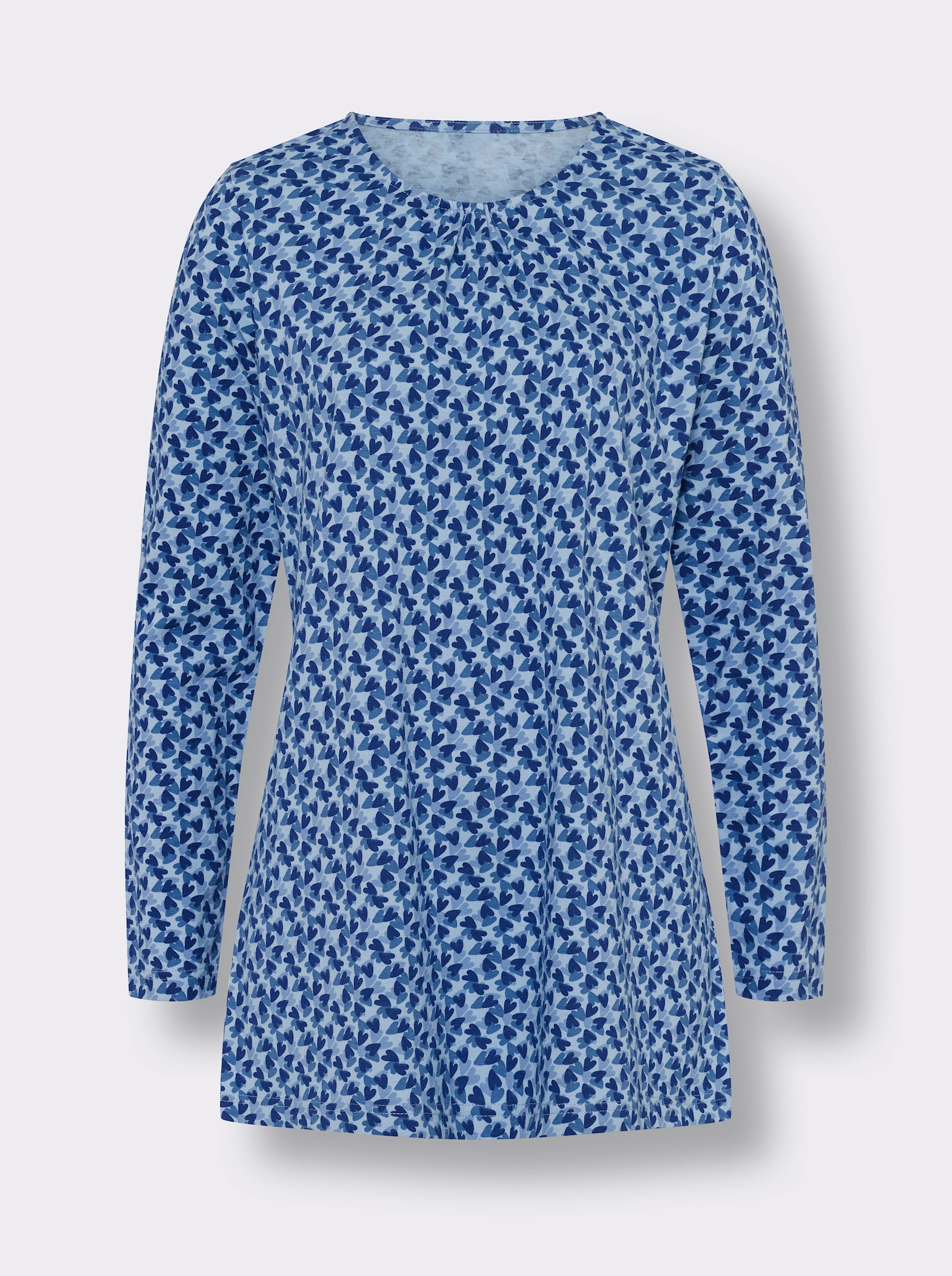 Longshirt mit Herzchen-Print - eisblau-royalblau-bedruckt