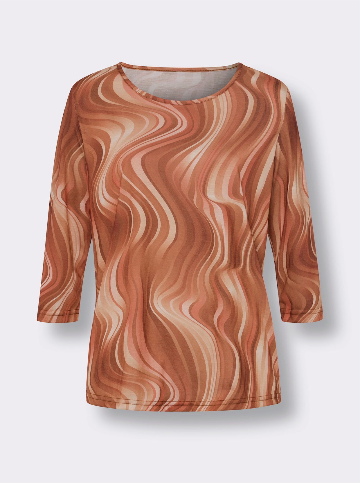 Langarmshirt - rostrot-apricot-bedruckt