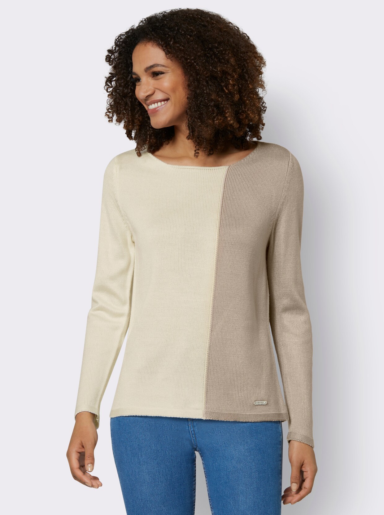 Pullover met ronde hals - champagne/beige