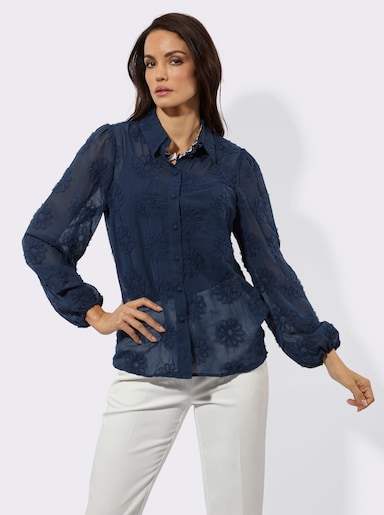 Hemdbluse mit weiten Ärmeln - dunkelblau