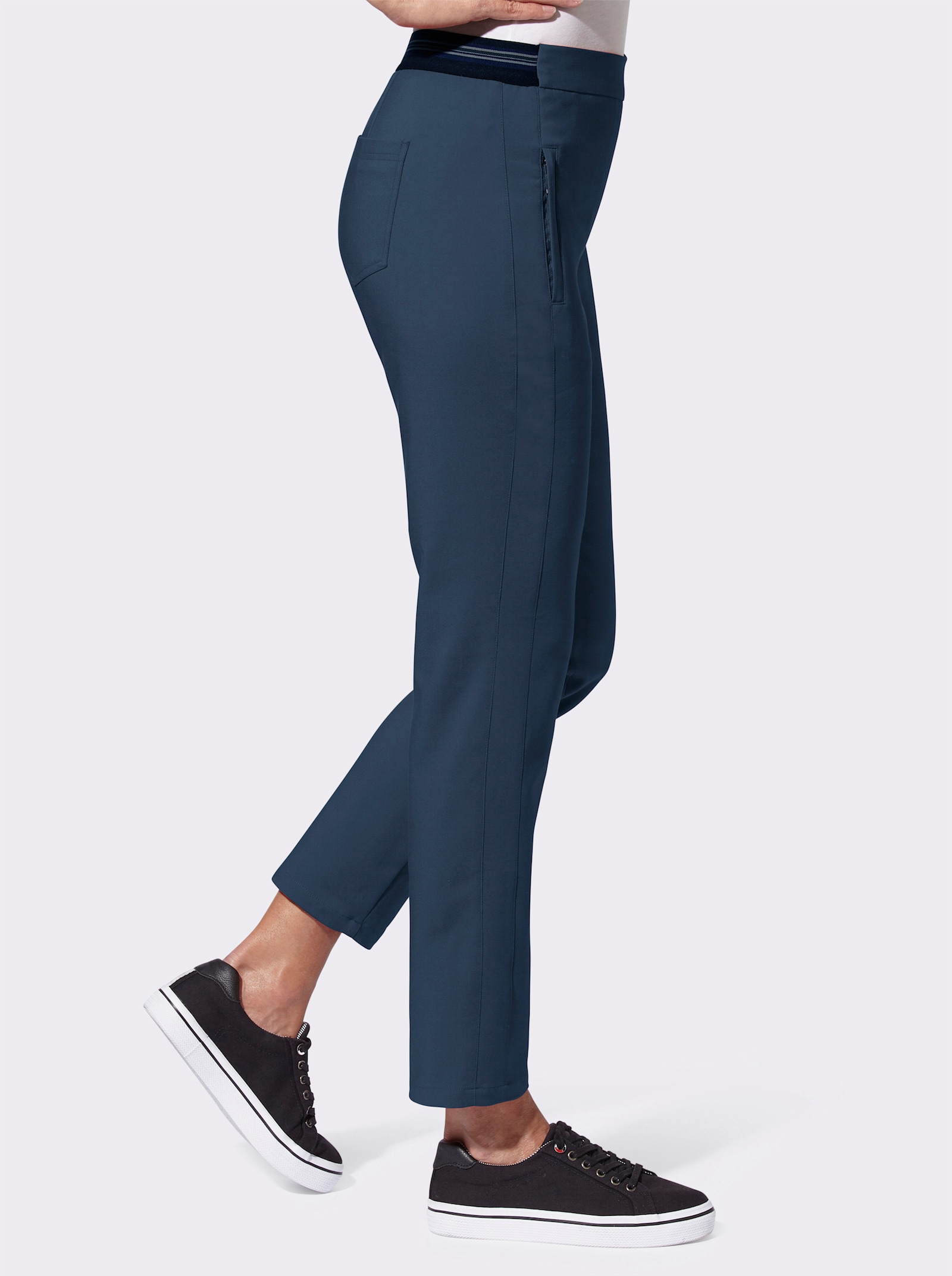 Comfortbroek met ritszakken - donkerblauw