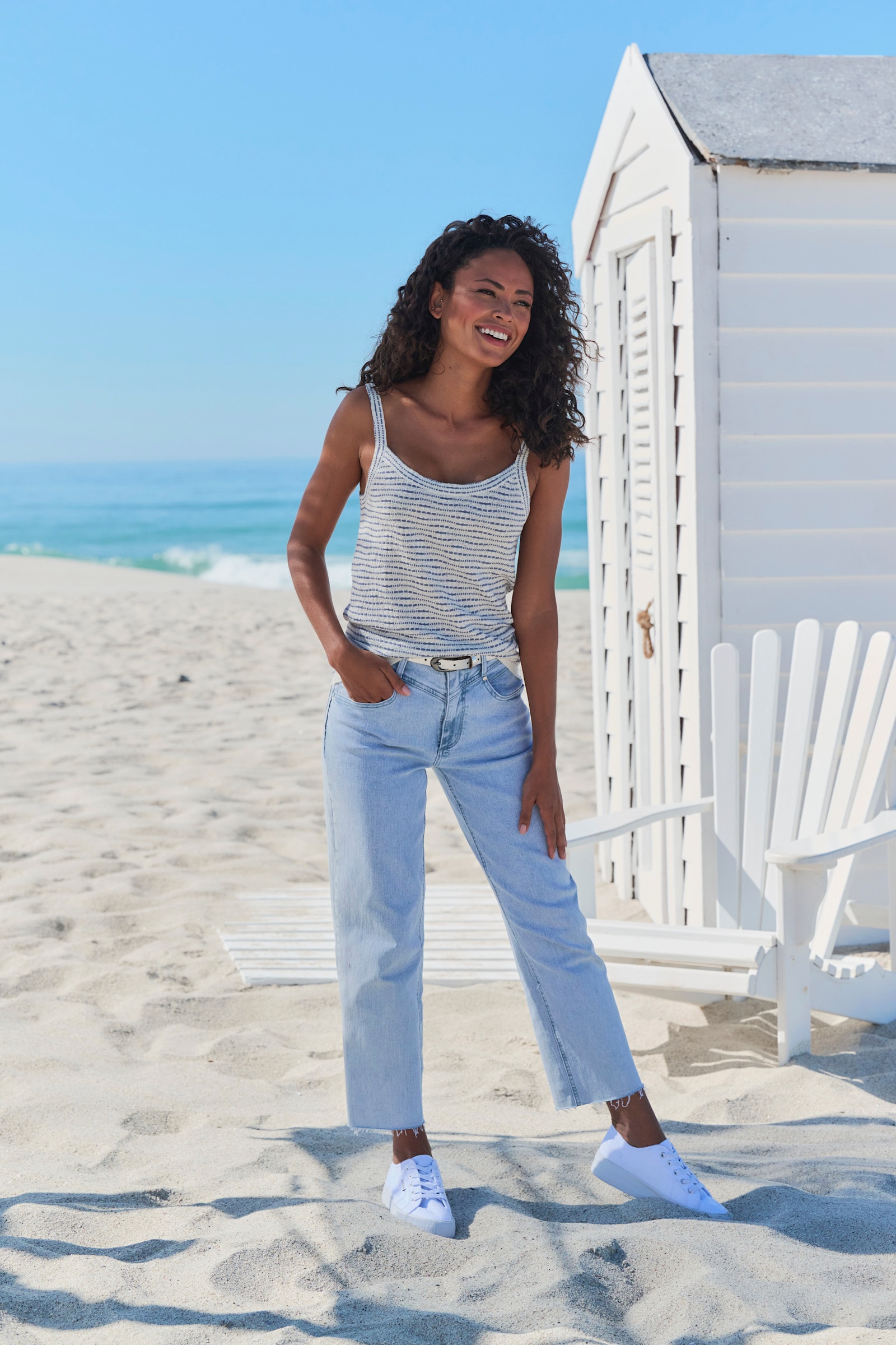 Vivance Stricktop - creme-rauchblau