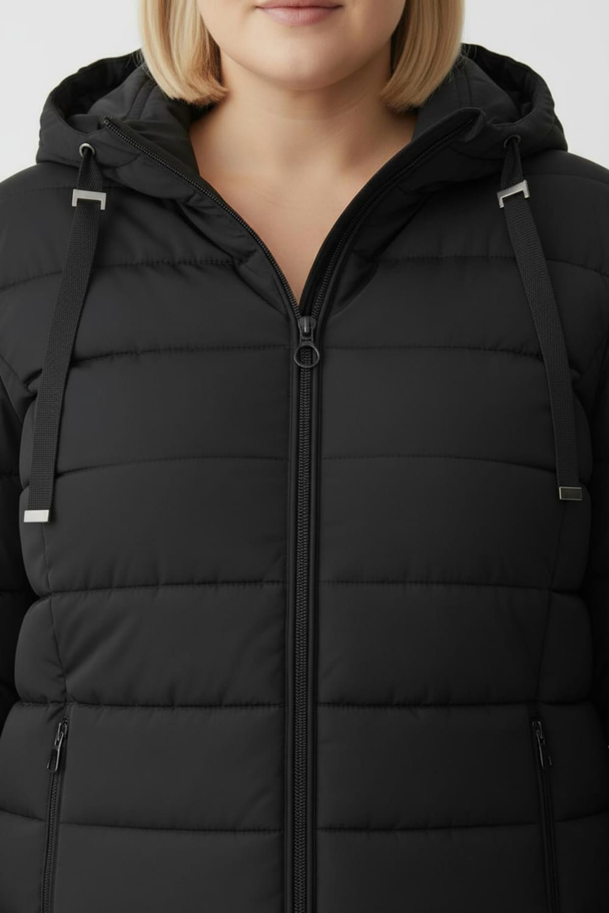 Steppjacke mit elastischer Kontrast-Paspelierung - schwarz