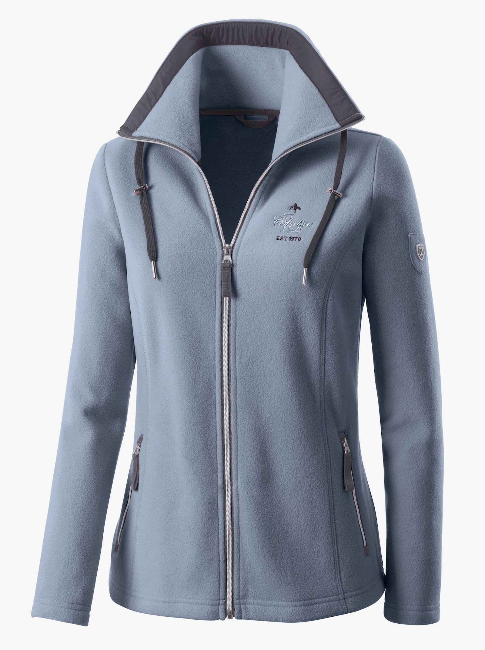 Fleecejacke mit schrägen Reißverschluss-Taschen - bleu