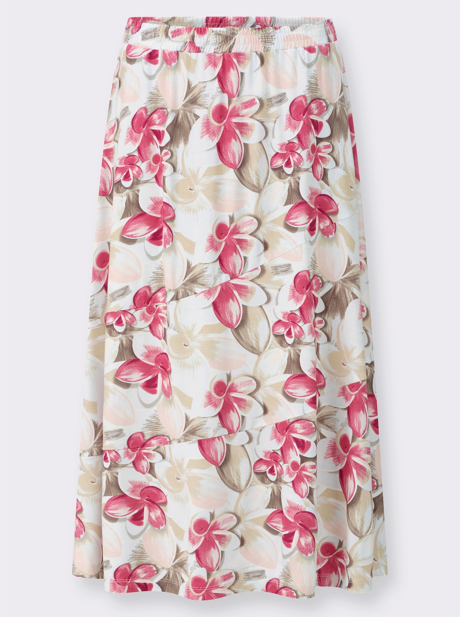 Bahnenrock im floralen Dessin - ecru-fuchsia-bedruckt