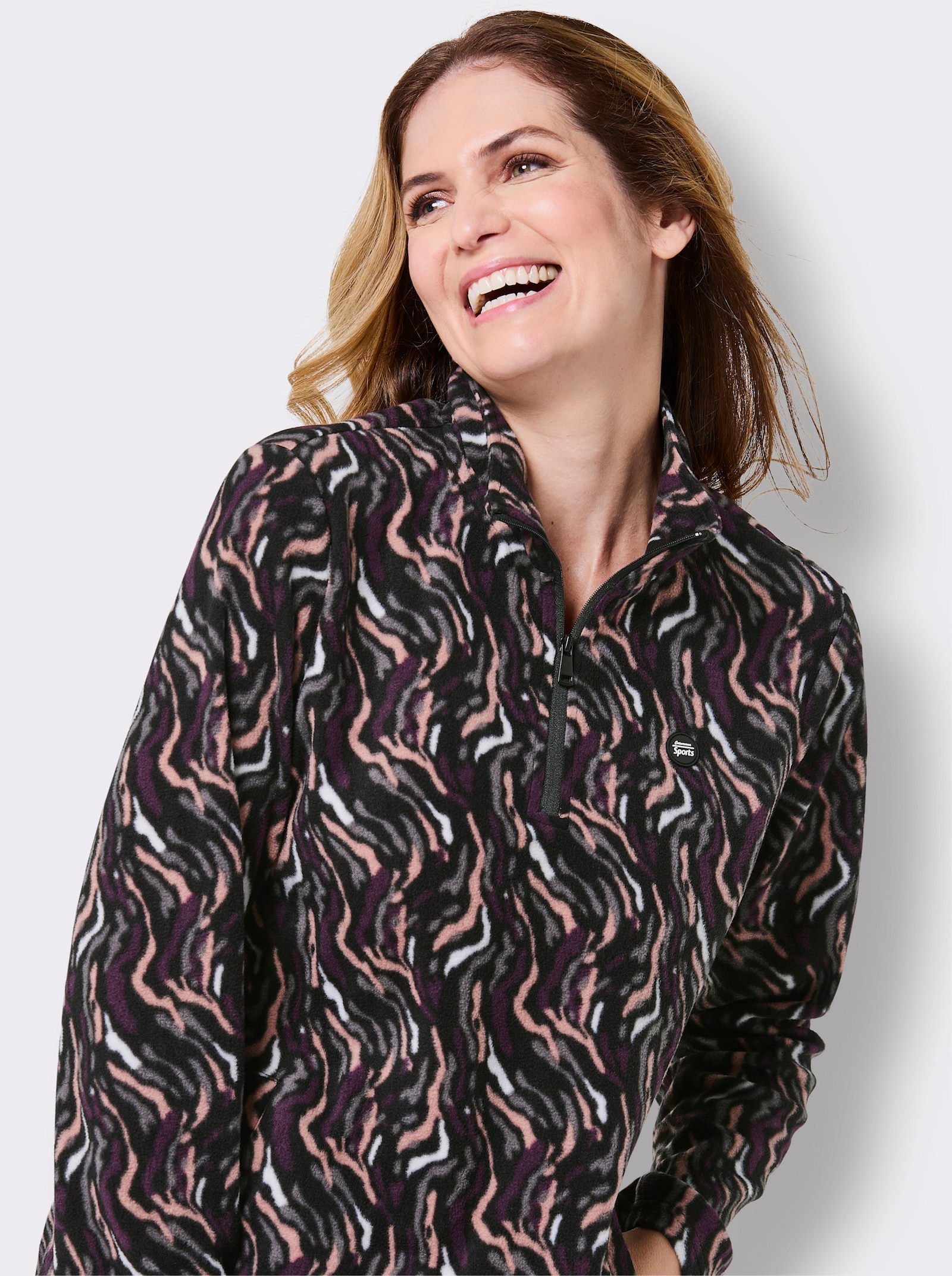 Catamaran Sports Fleeceshirt mit 2 Leistentaschen - schwarz-gemustert