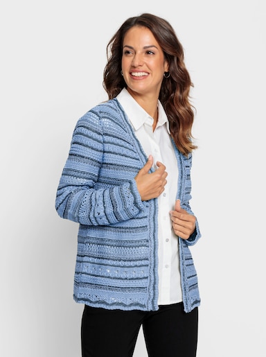 Strickjacke - eisblau-jeansblau-gemustert