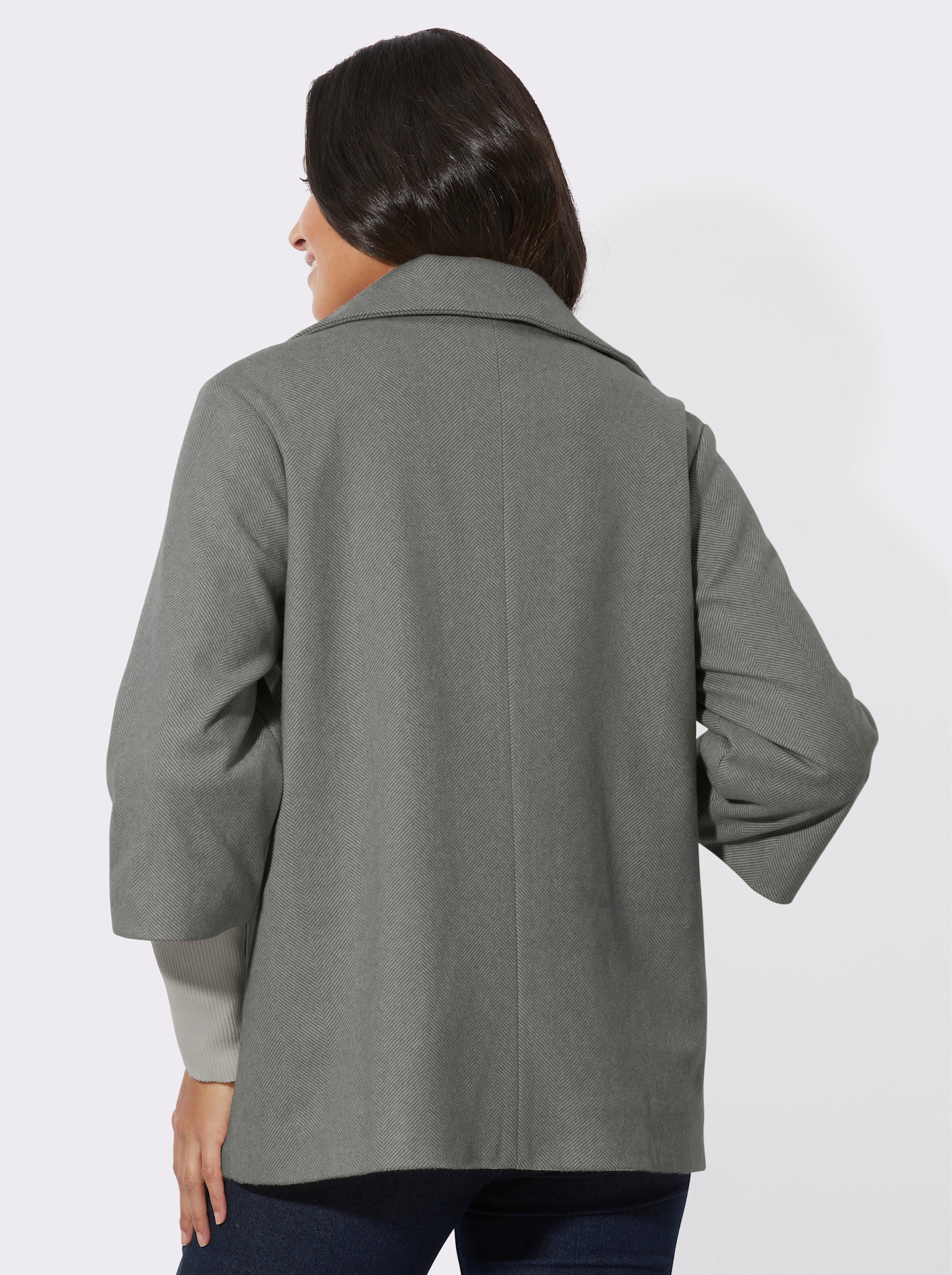 Jacke mit hohem Stehkragen - steingrau-anthrazit-gestreift