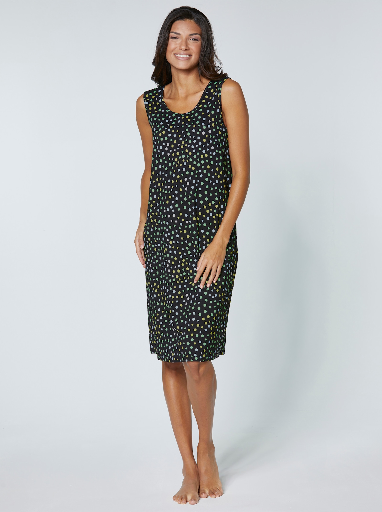 feel good Sommerkleid mit Tupfen-Dessin - schwarz-bedruckt