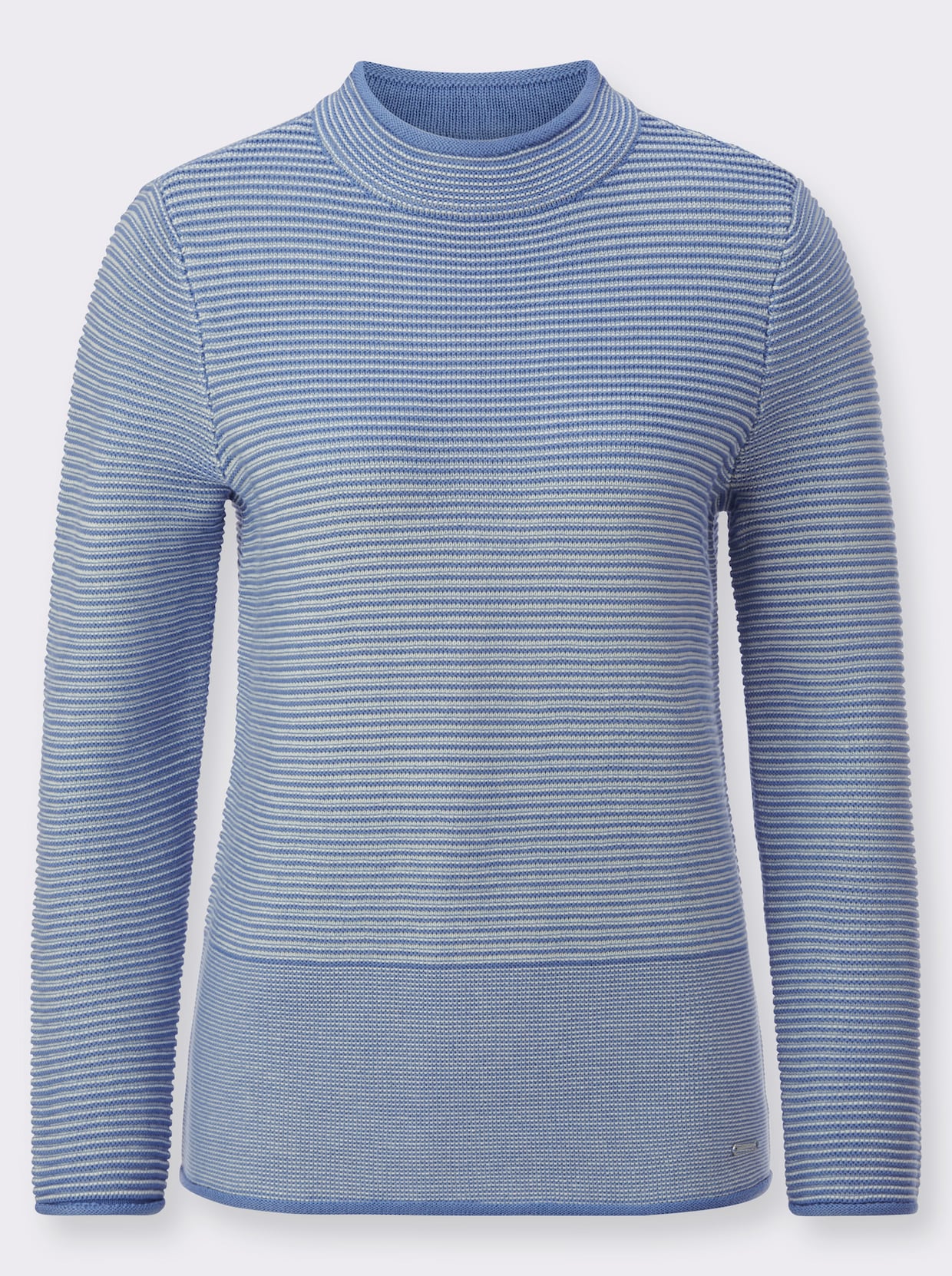 Pullover - mittelblau-ecru-geringelt