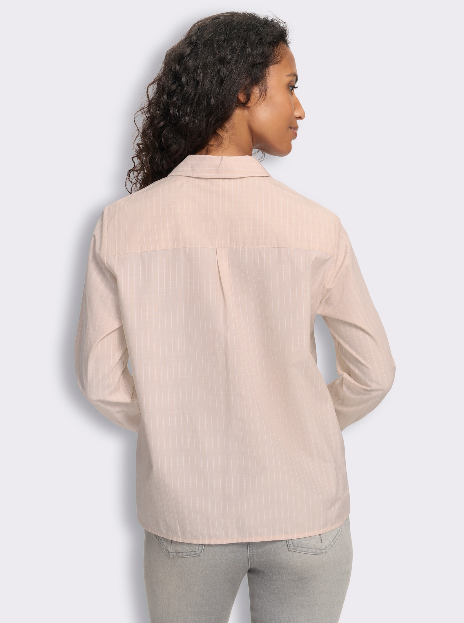 heine Karobluse mit V-Ausschnitt - puder-ecru-kariert