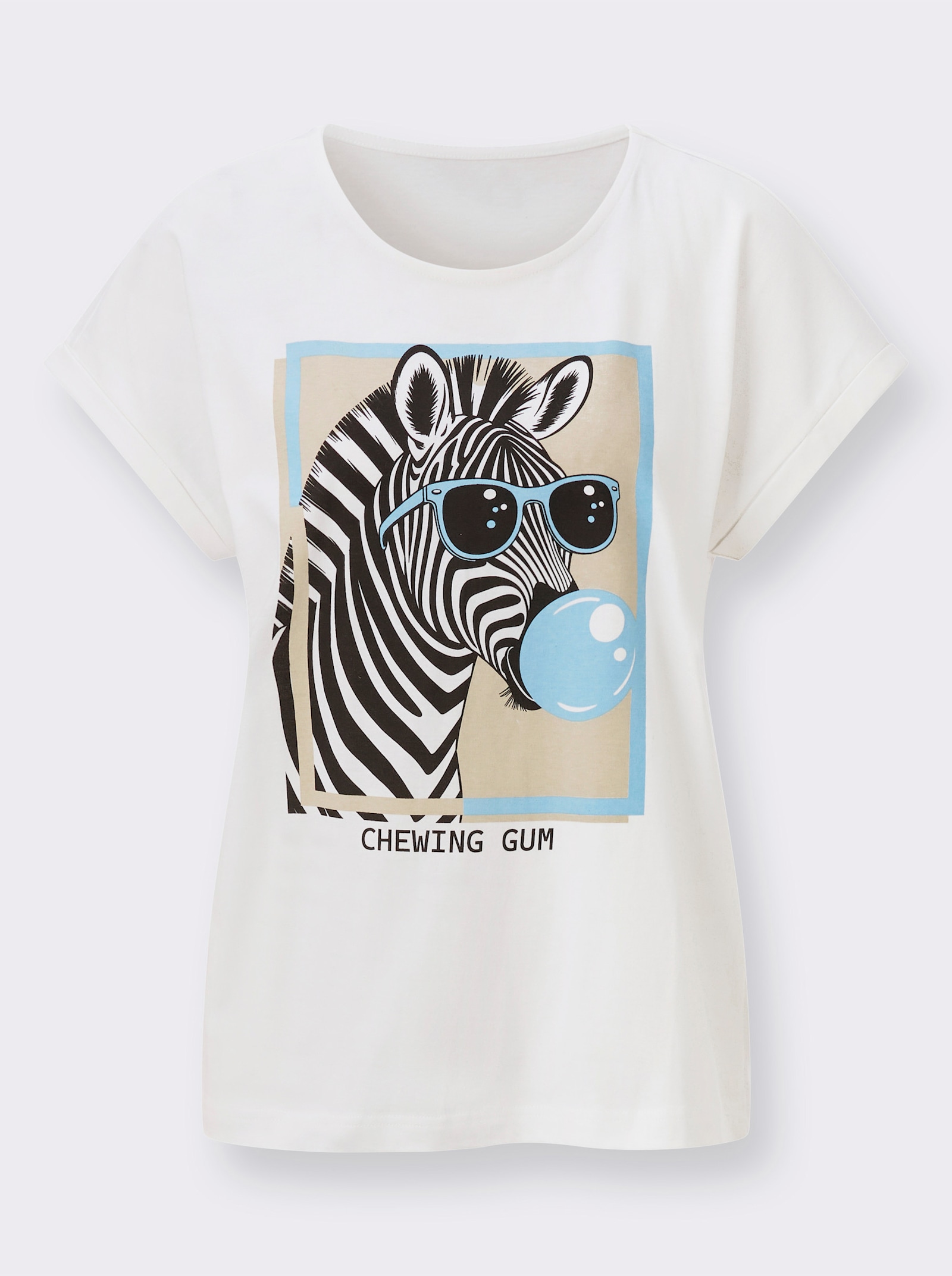Shirt mit Zebra-Motiv - weiß-schwarz-bedruckt