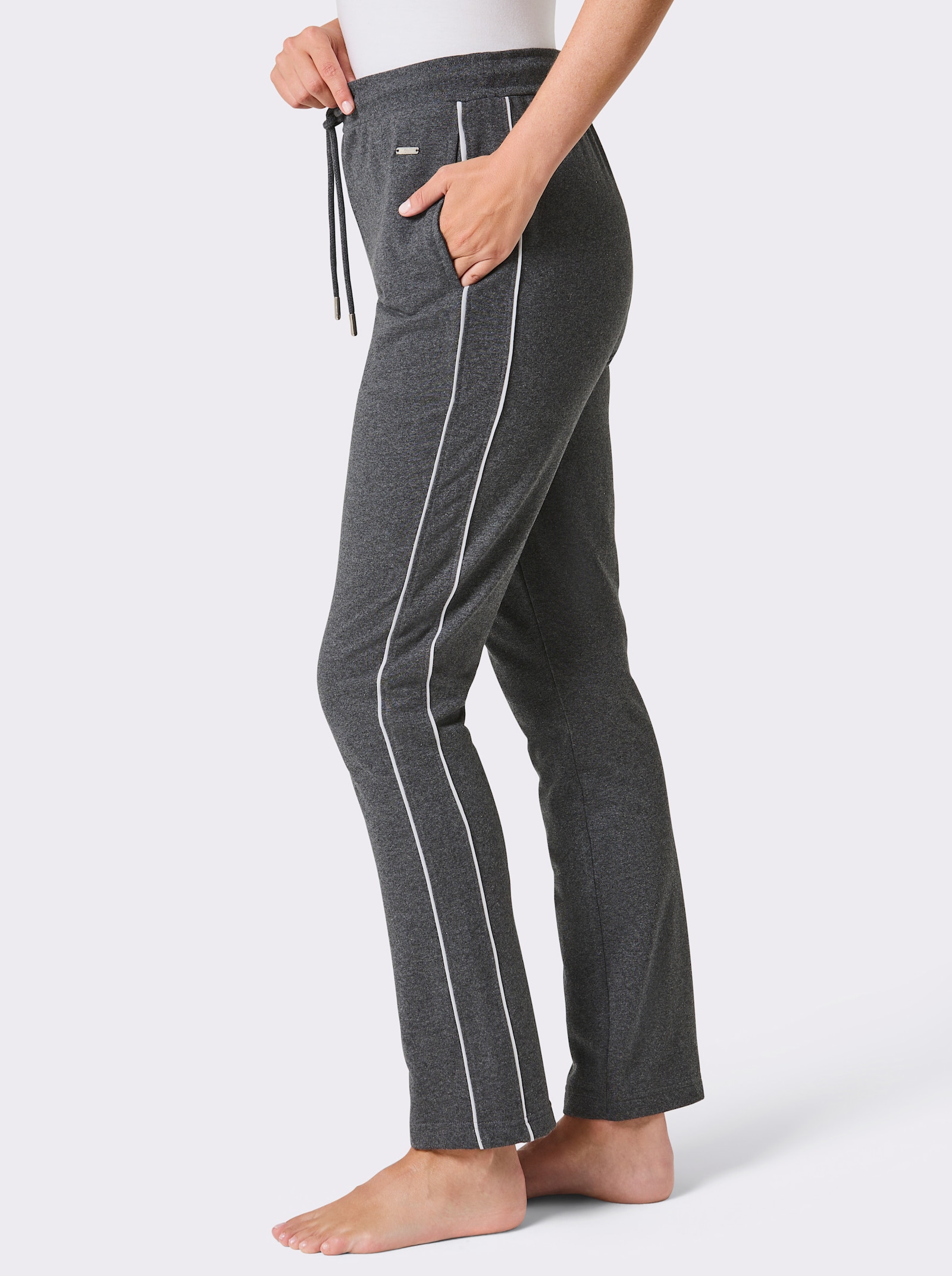 feel good Hose - anthrazit-meliert-weiß