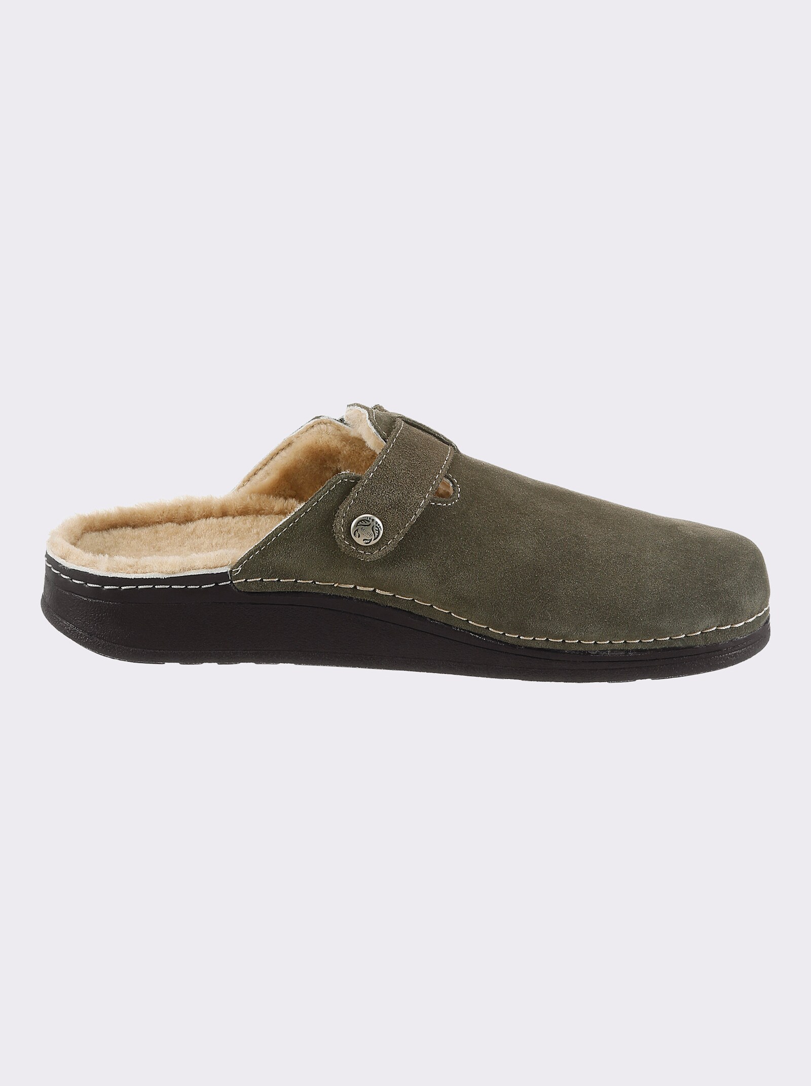 Mubb Pantoffel mit Lammfell gefüttert - khaki