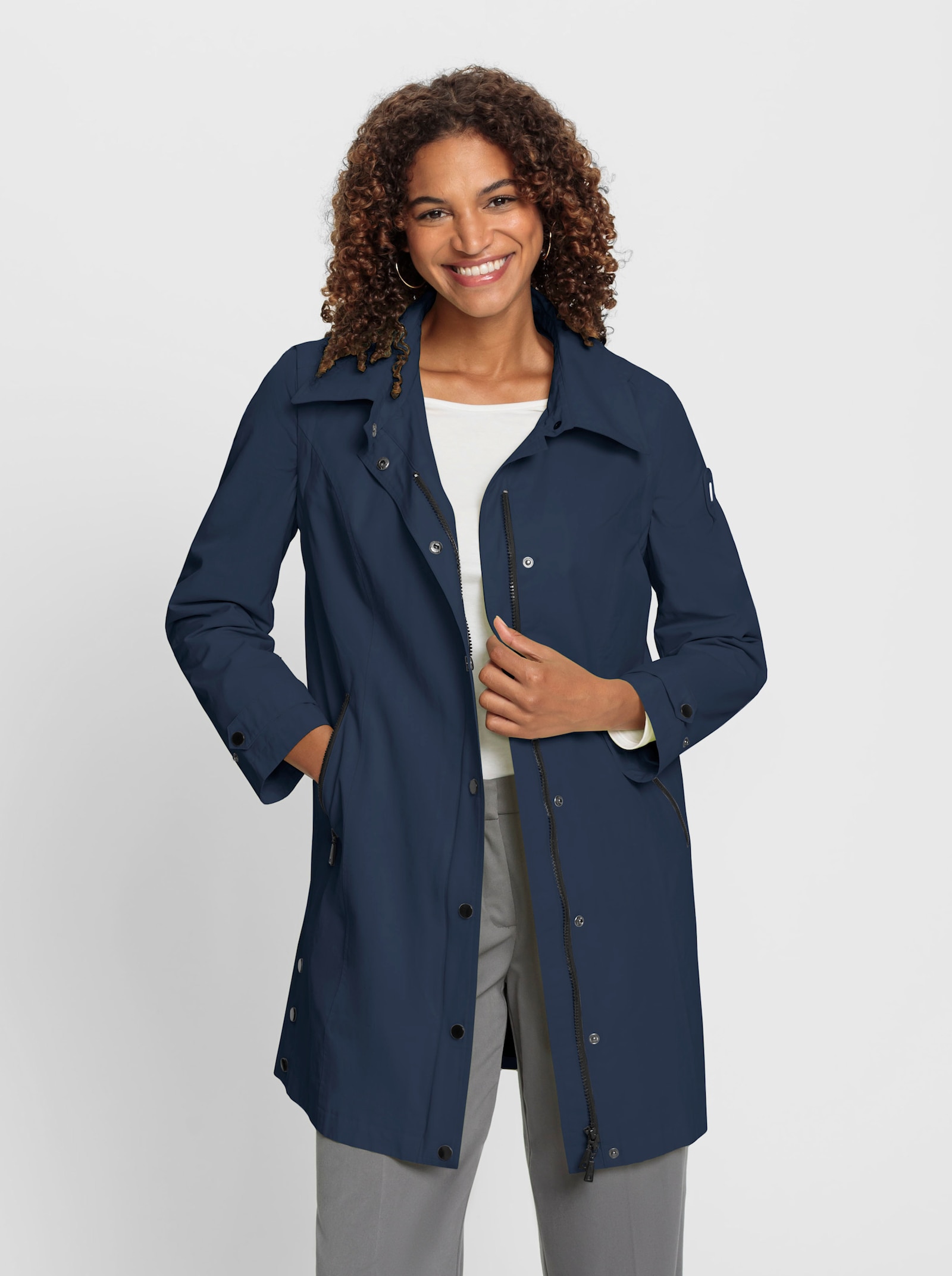 2-in-1-Jacke mit abnehmbarer Kapuze - dunkelblau