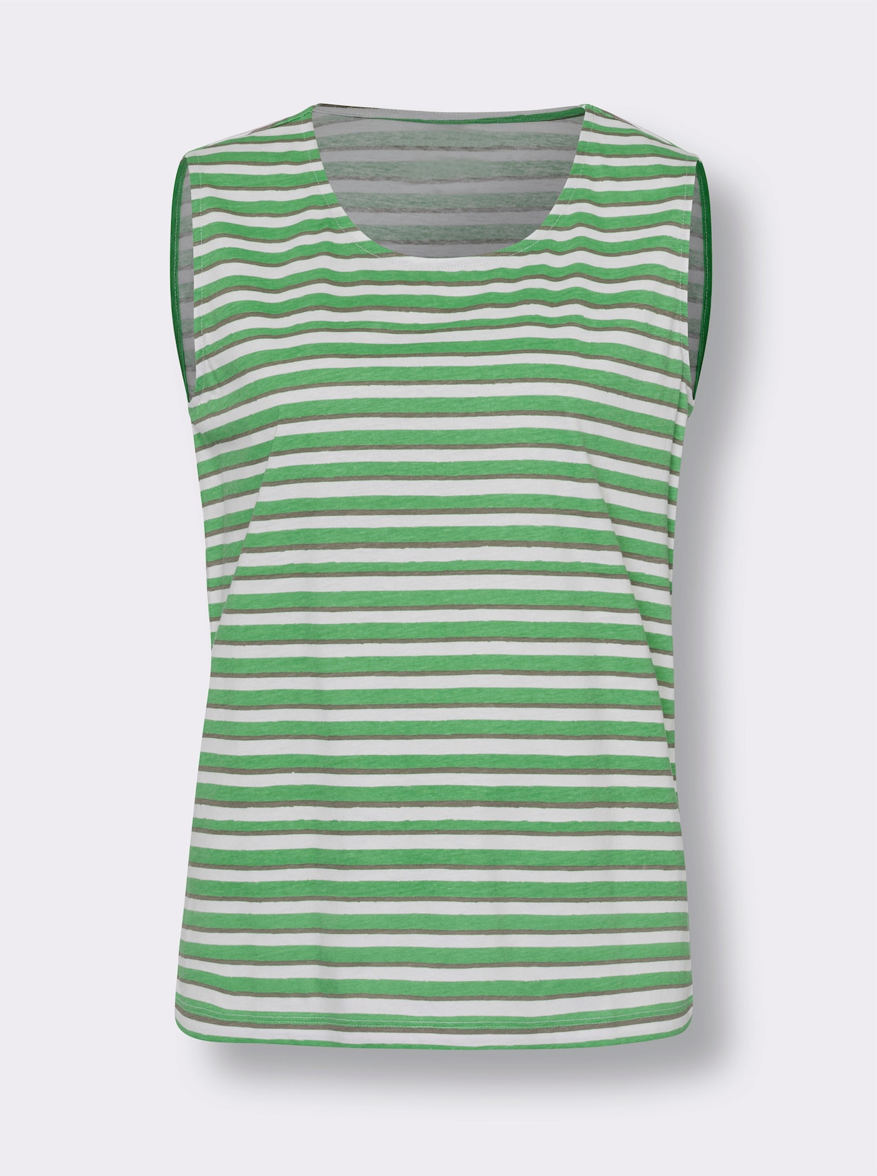 Shirttop - appelgroen/wit gestreept