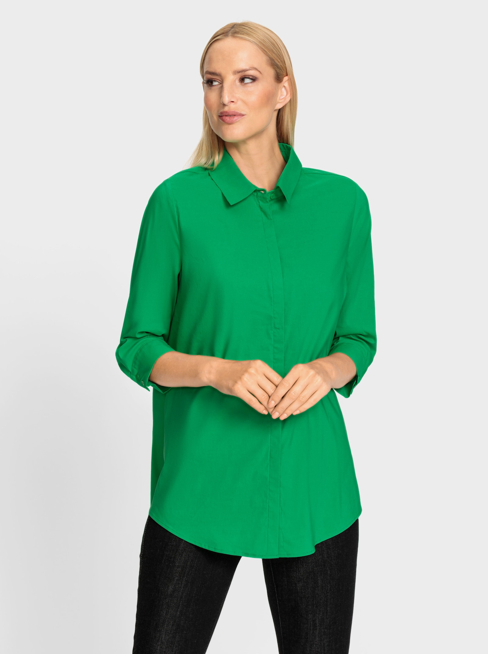 heine Hemdbluse in A-Linie - grasgrün