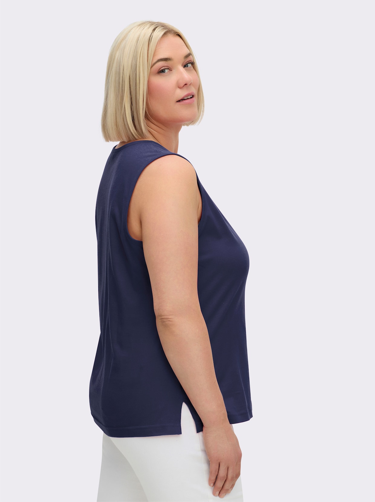 Shirttop mit Seitenschlitzen - marine